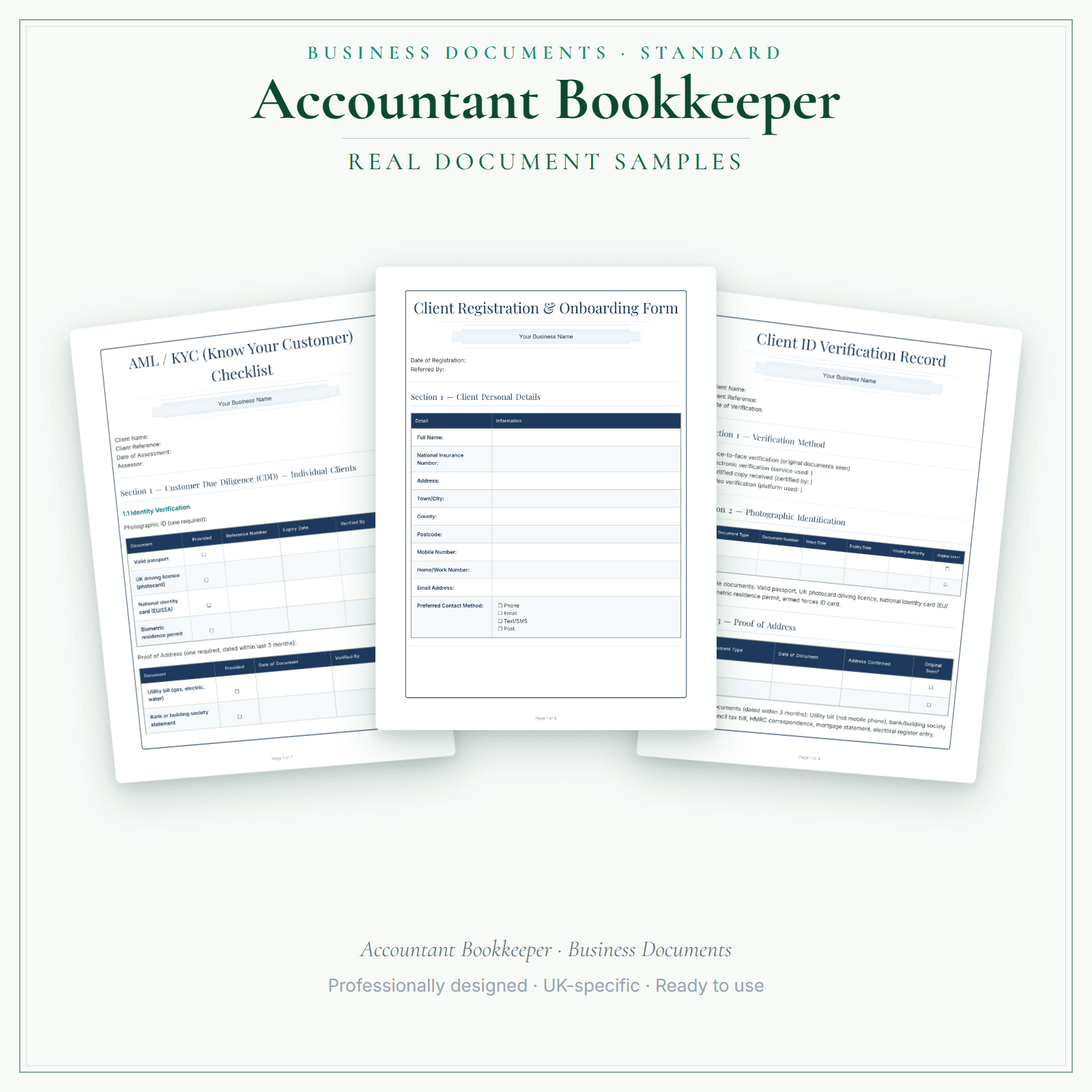 Business Documents — Standard — sample document pages