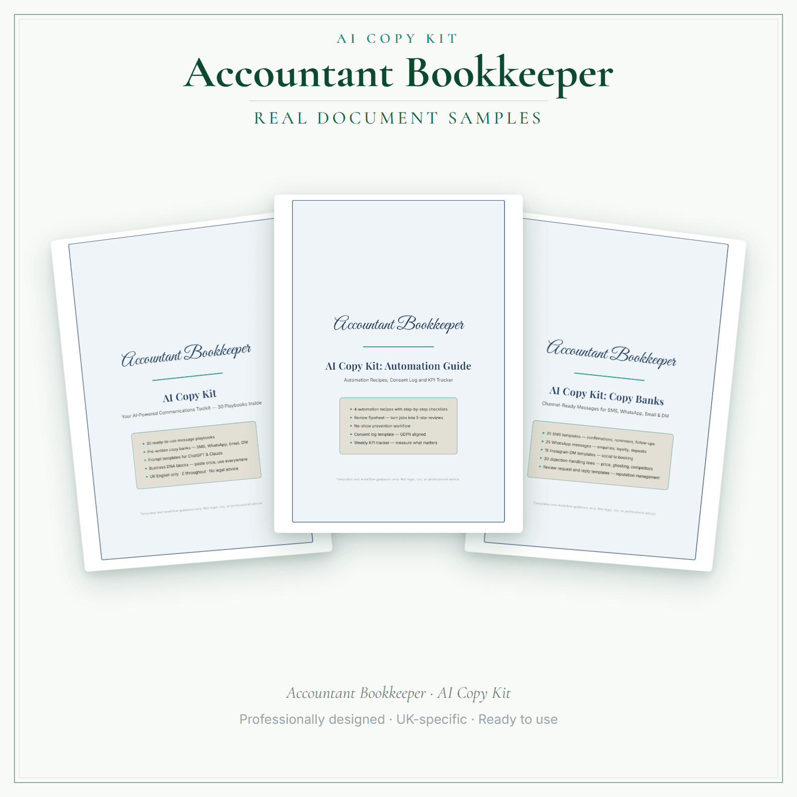 AI Copy Kit — sample document pages