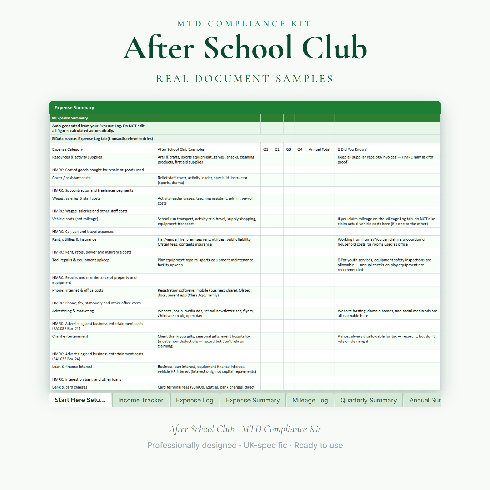 MTD Compliance Kit — Premium — sample document pages