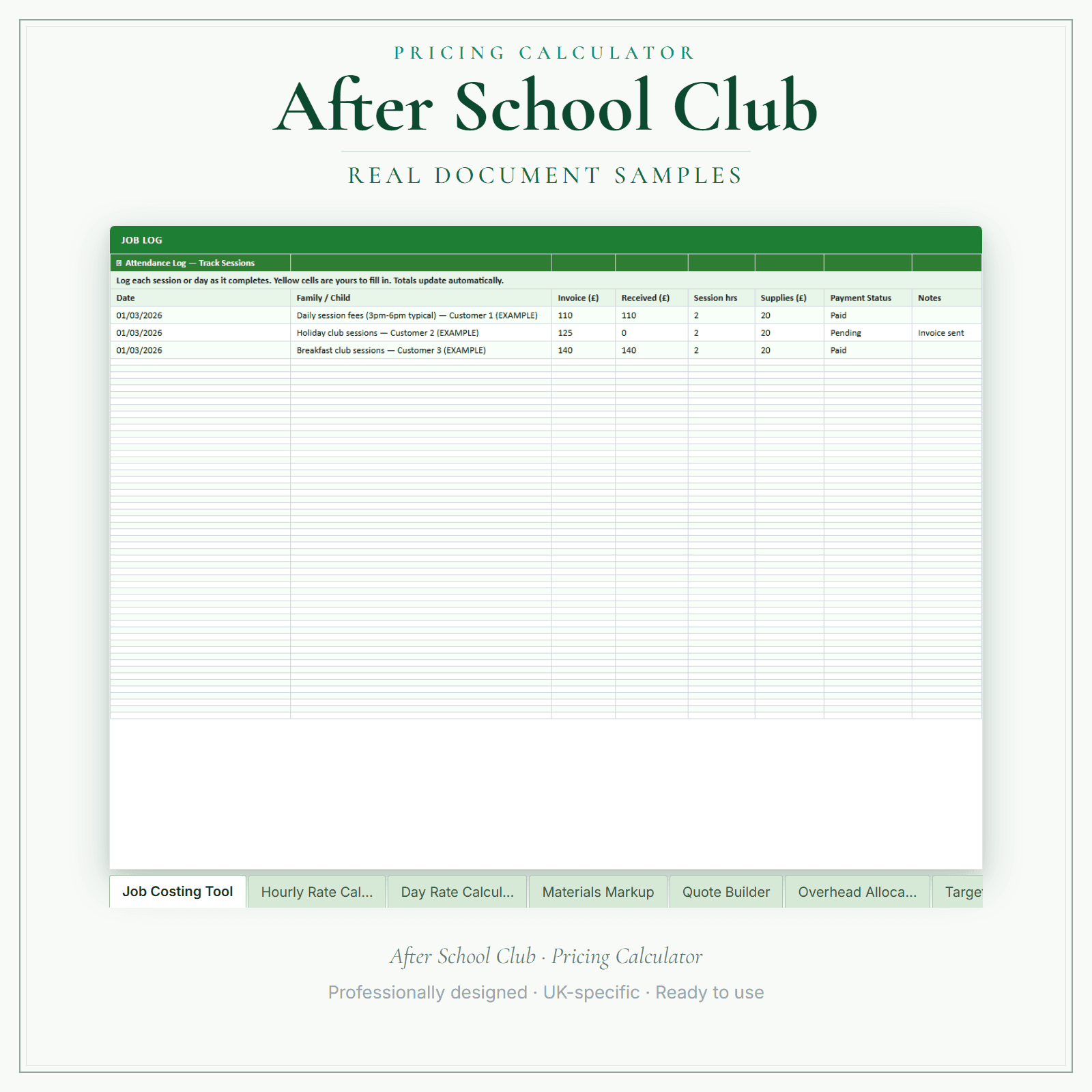 Pricing Calculator — Premium — sample document pages