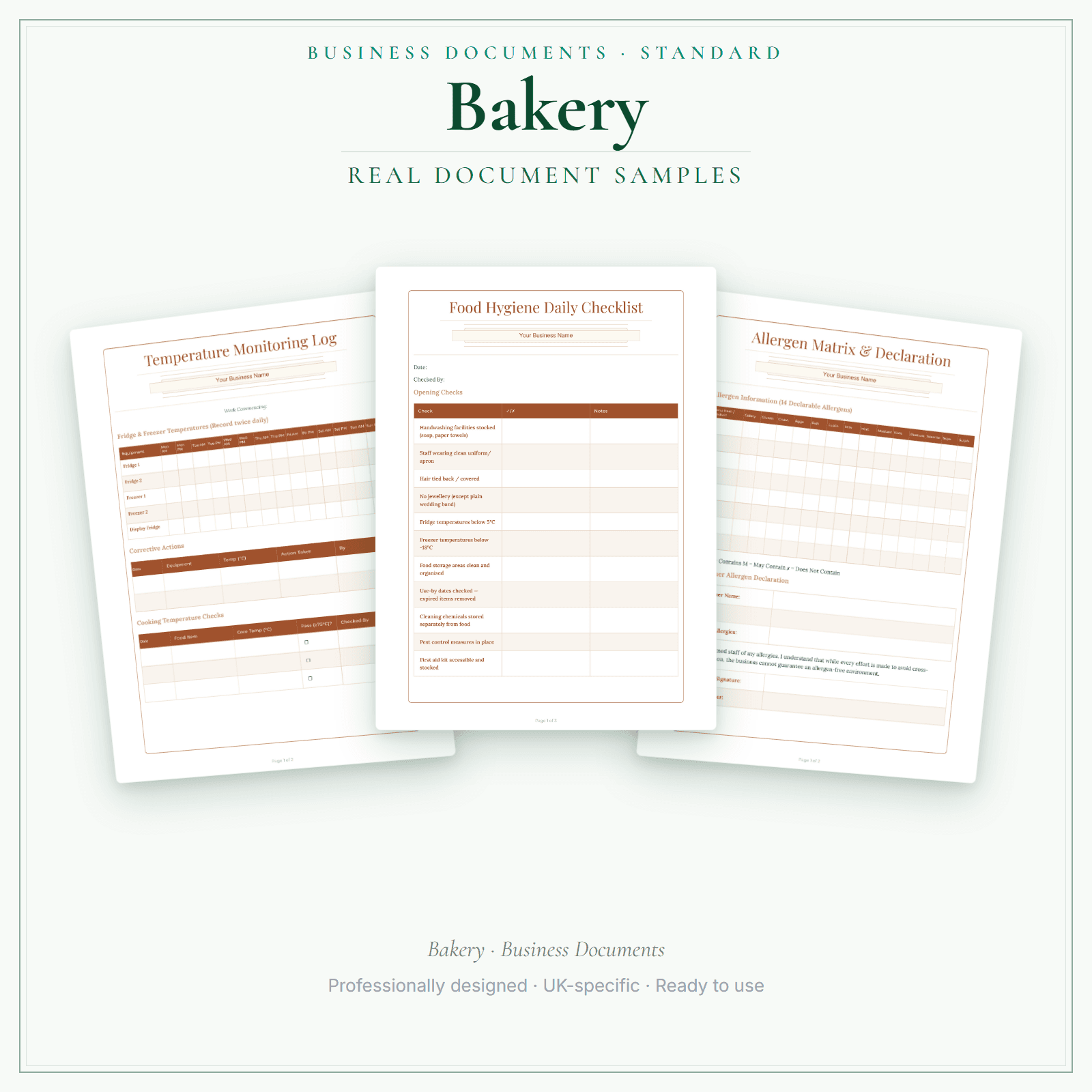 Business Documents — Standard — sample document pages