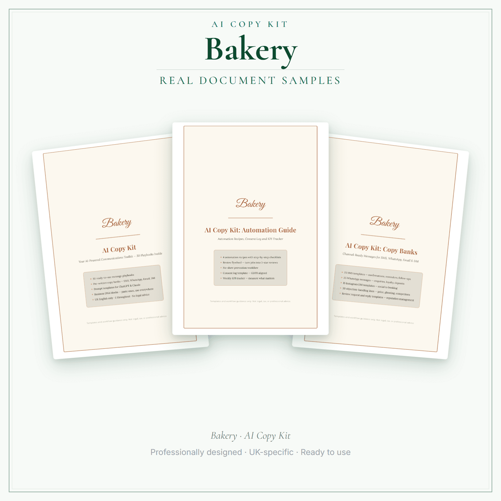 AI Copy Kit — sample document pages