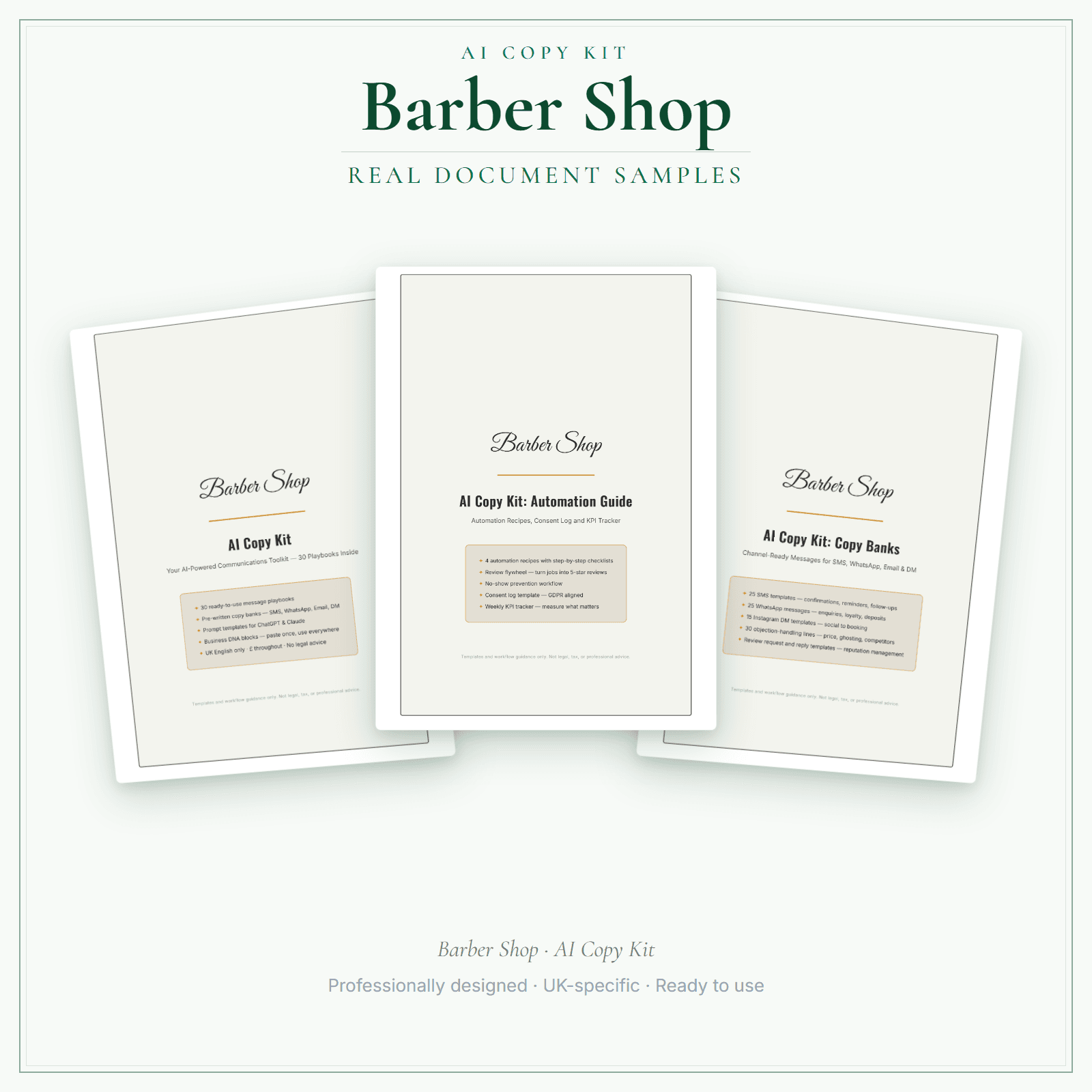 AI Copy Kit — sample document pages