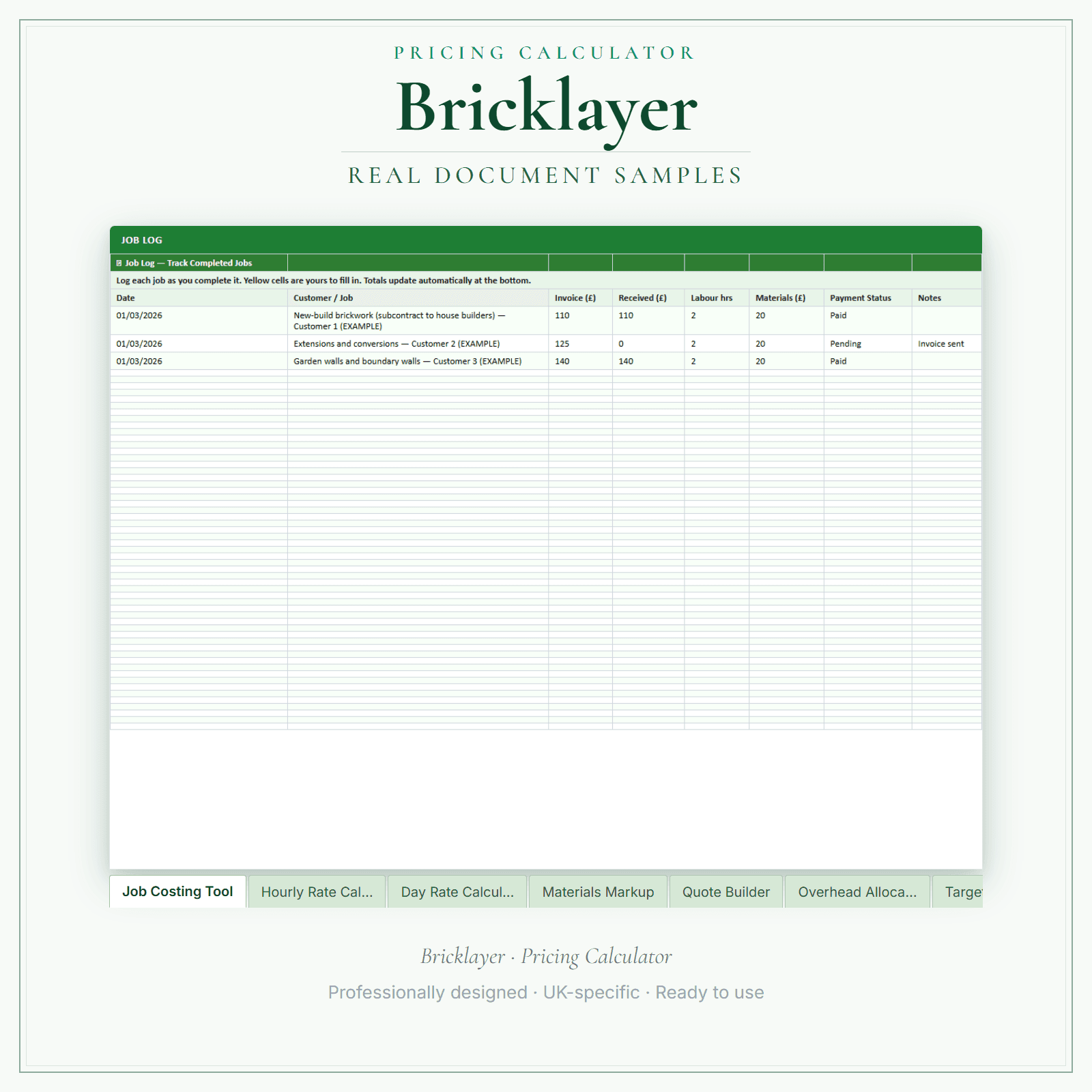 Pricing Calculator — Premium — sample document pages