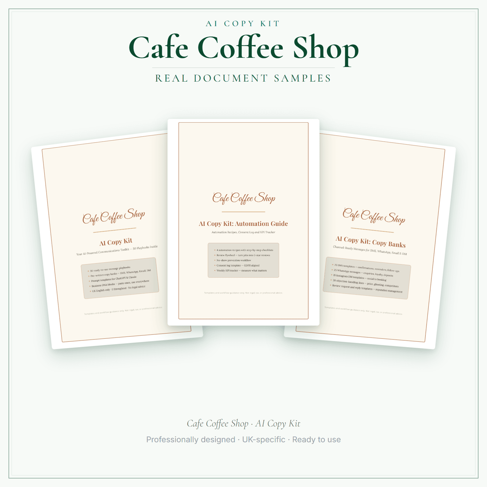 AI Copy Kit — sample document pages