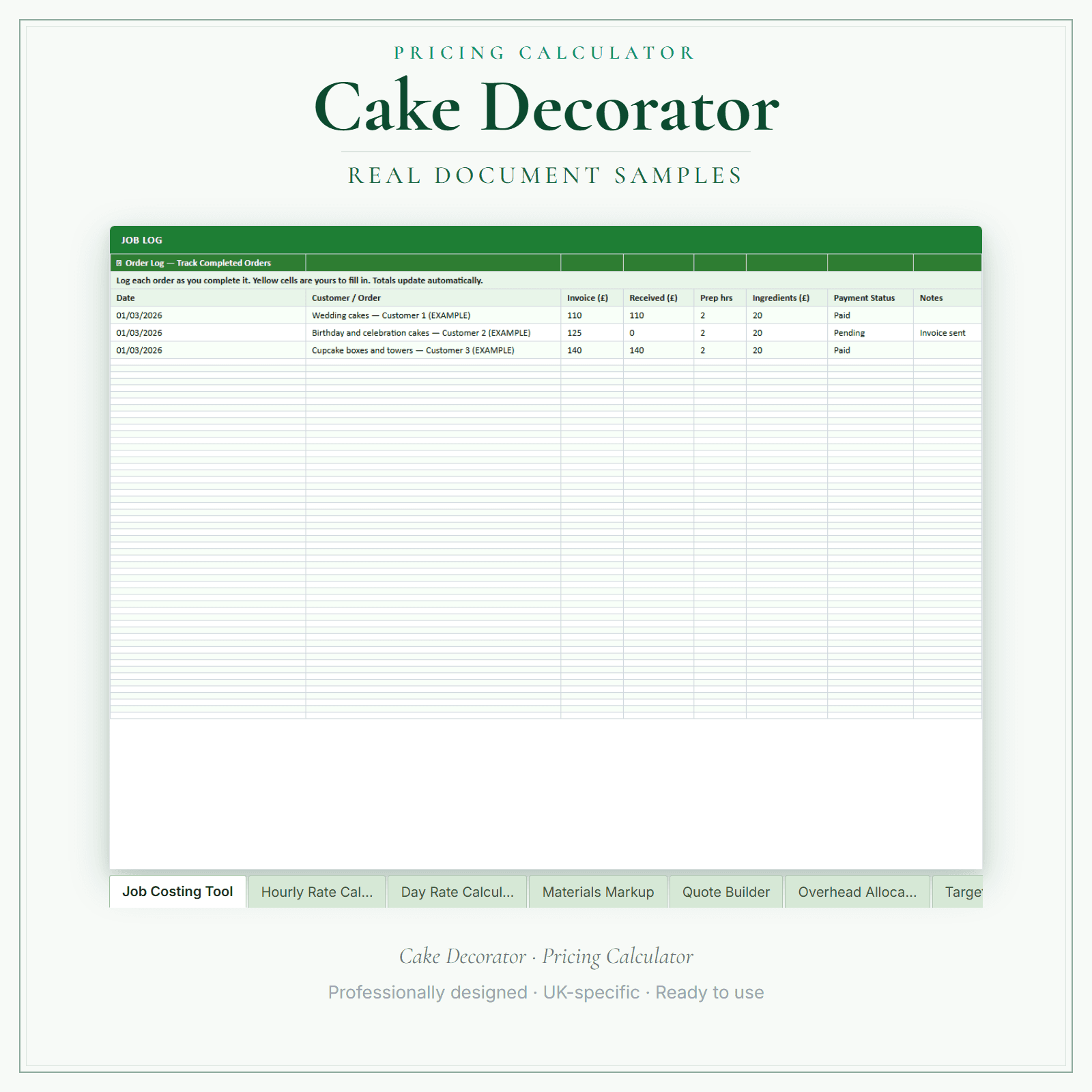 Pricing Calculator — Premium — sample document pages