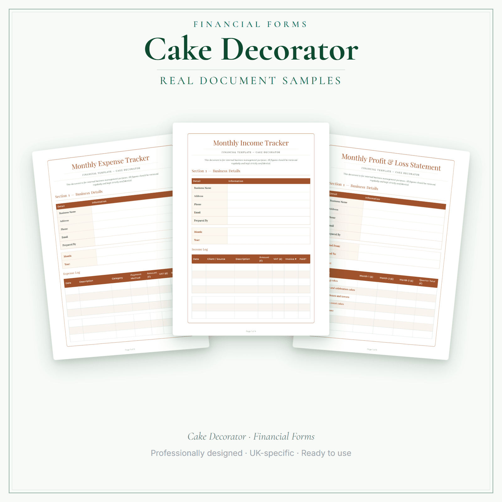 Financial Forms Bundle — Premium — sample document pages