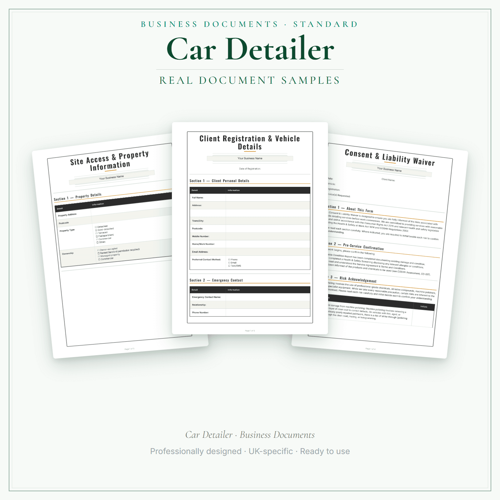 Business Documents — Standard — sample document pages