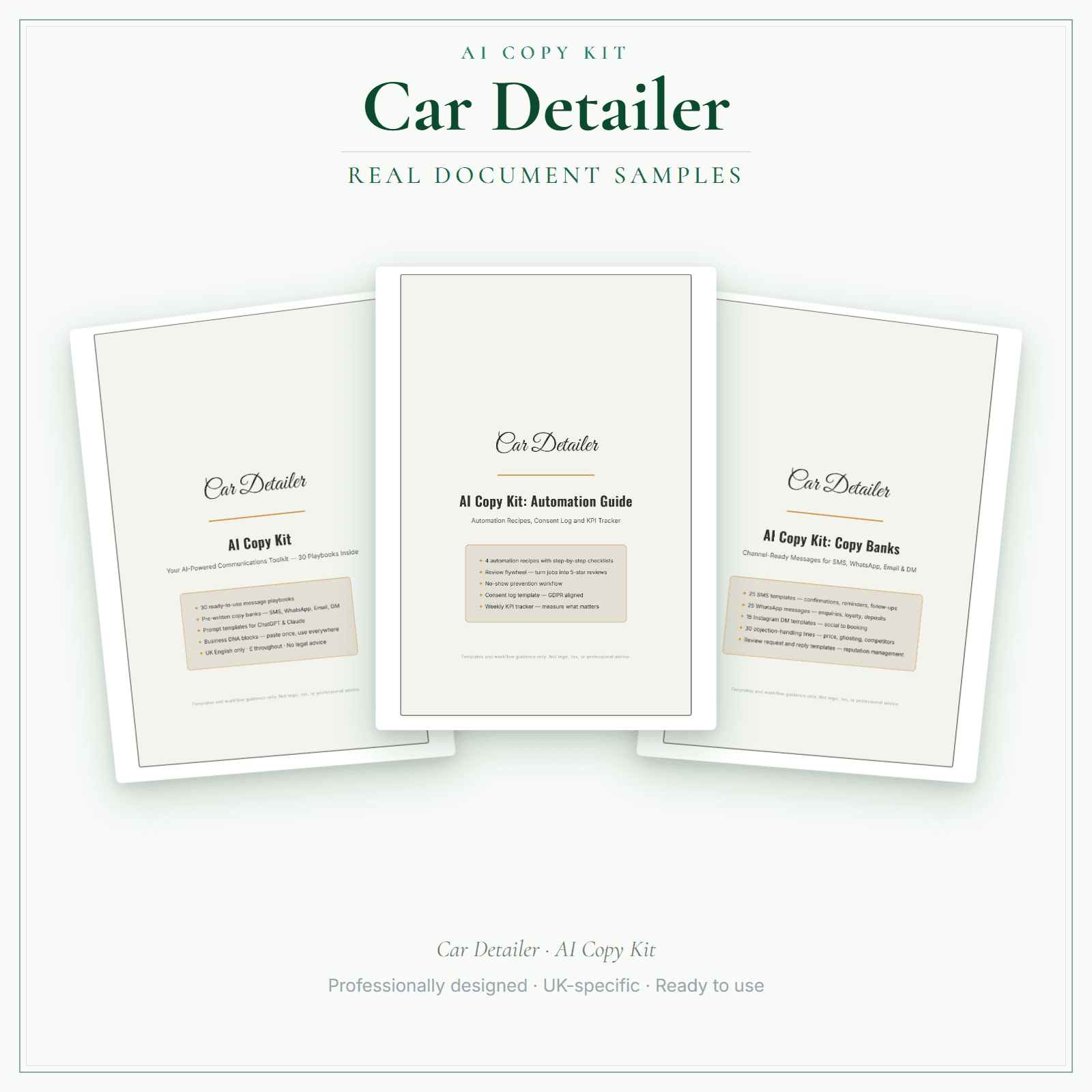 AI Copy Kit — sample document pages