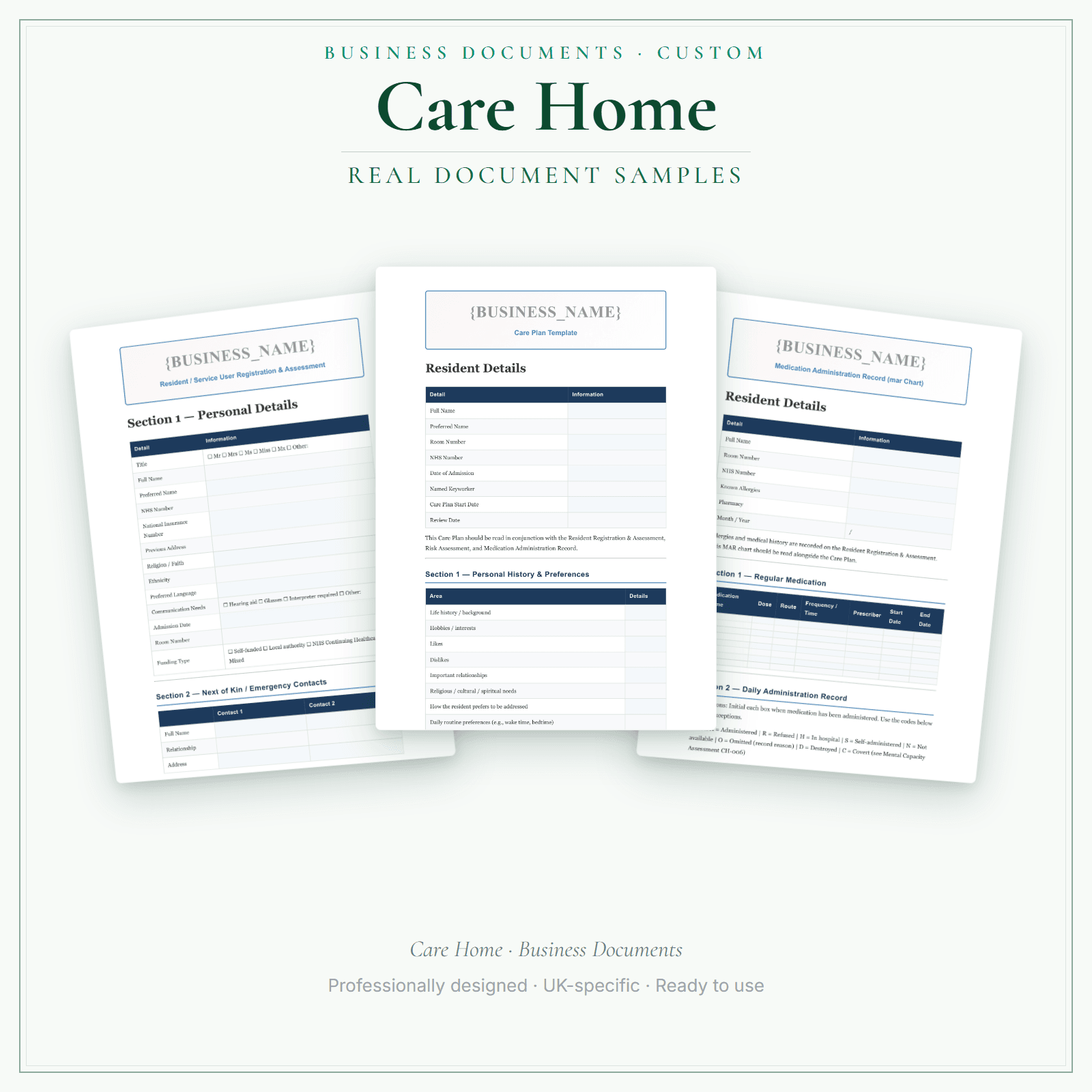 Business Documents — Custom — sample document pages