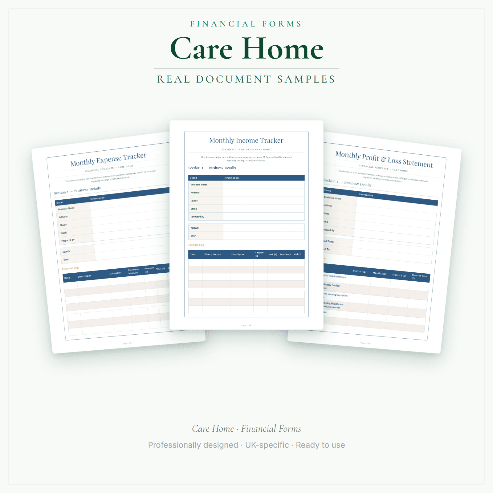 Financial Forms Bundle — Premium — sample document pages