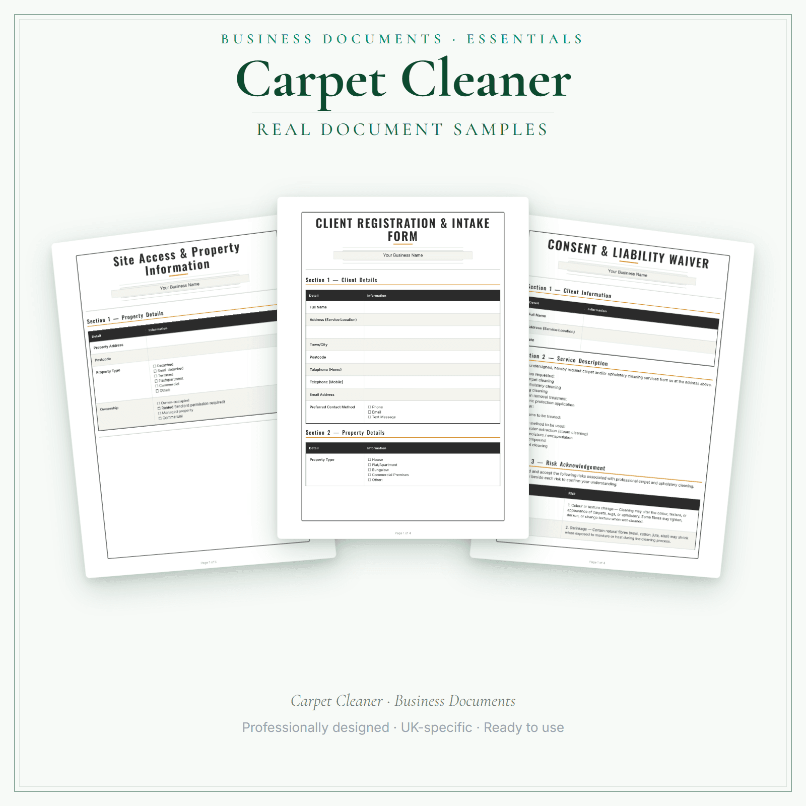 Business Documents — Essential — sample document pages