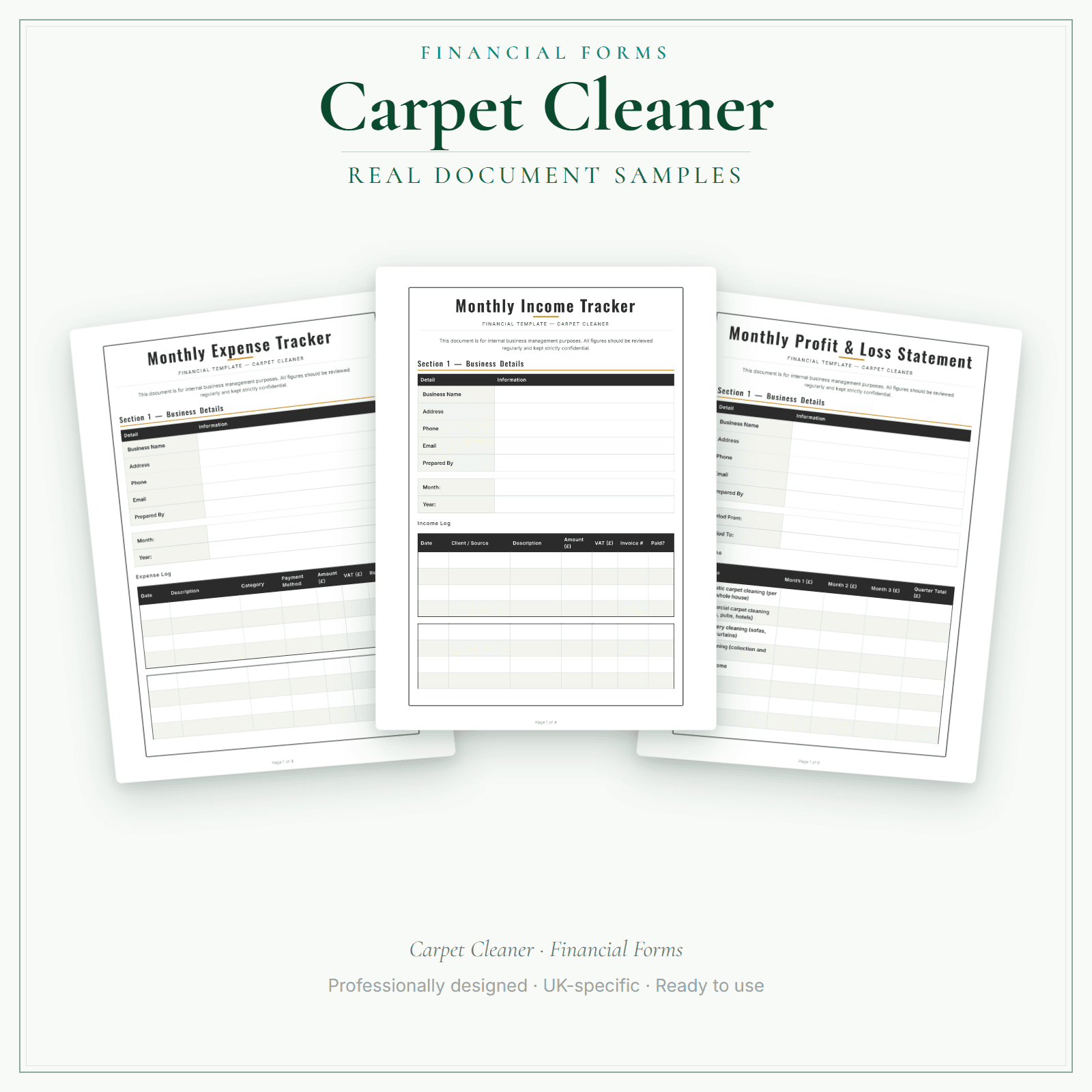 Financial Forms Bundle — Premium — sample document pages