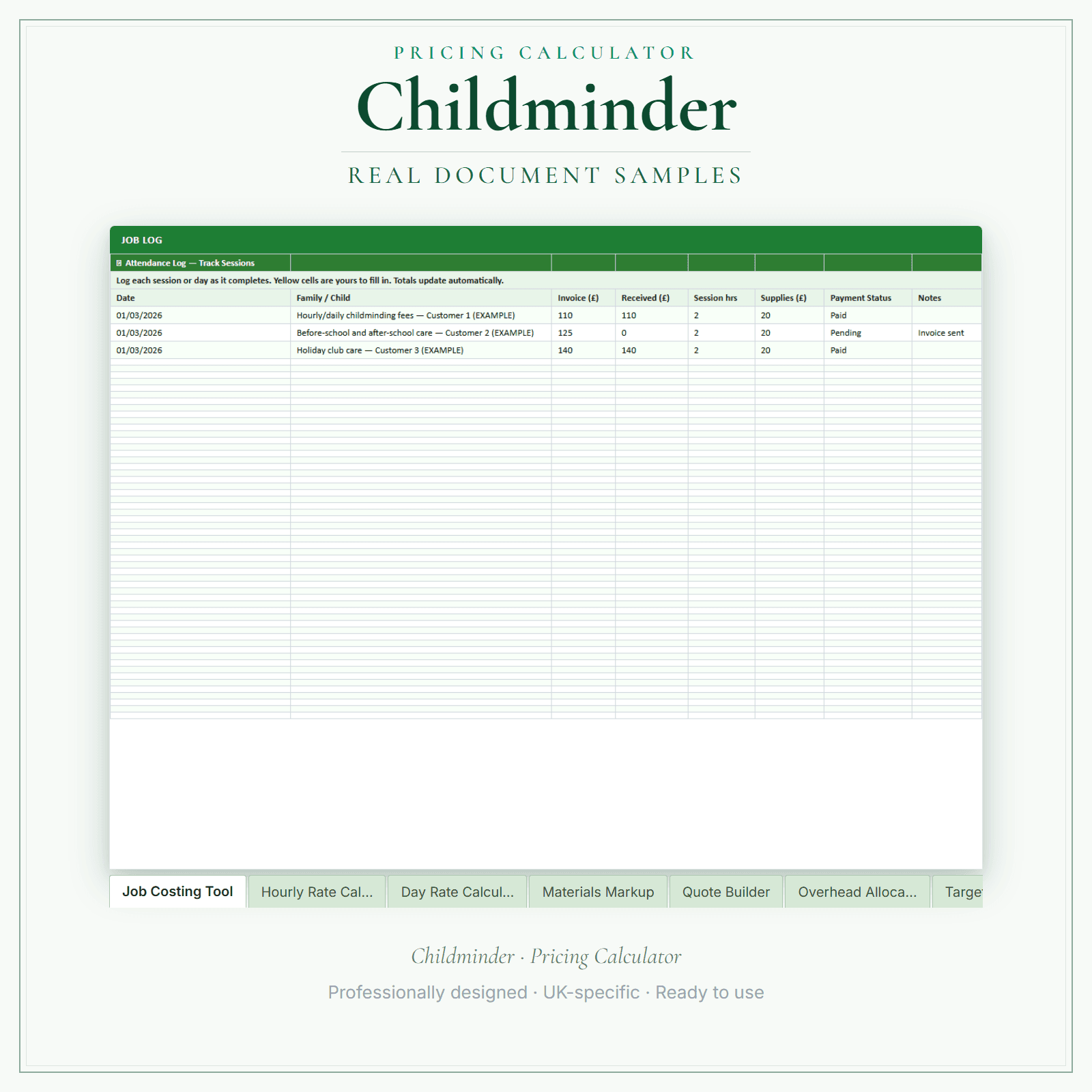 Pricing Calculator — Premium — sample document pages
