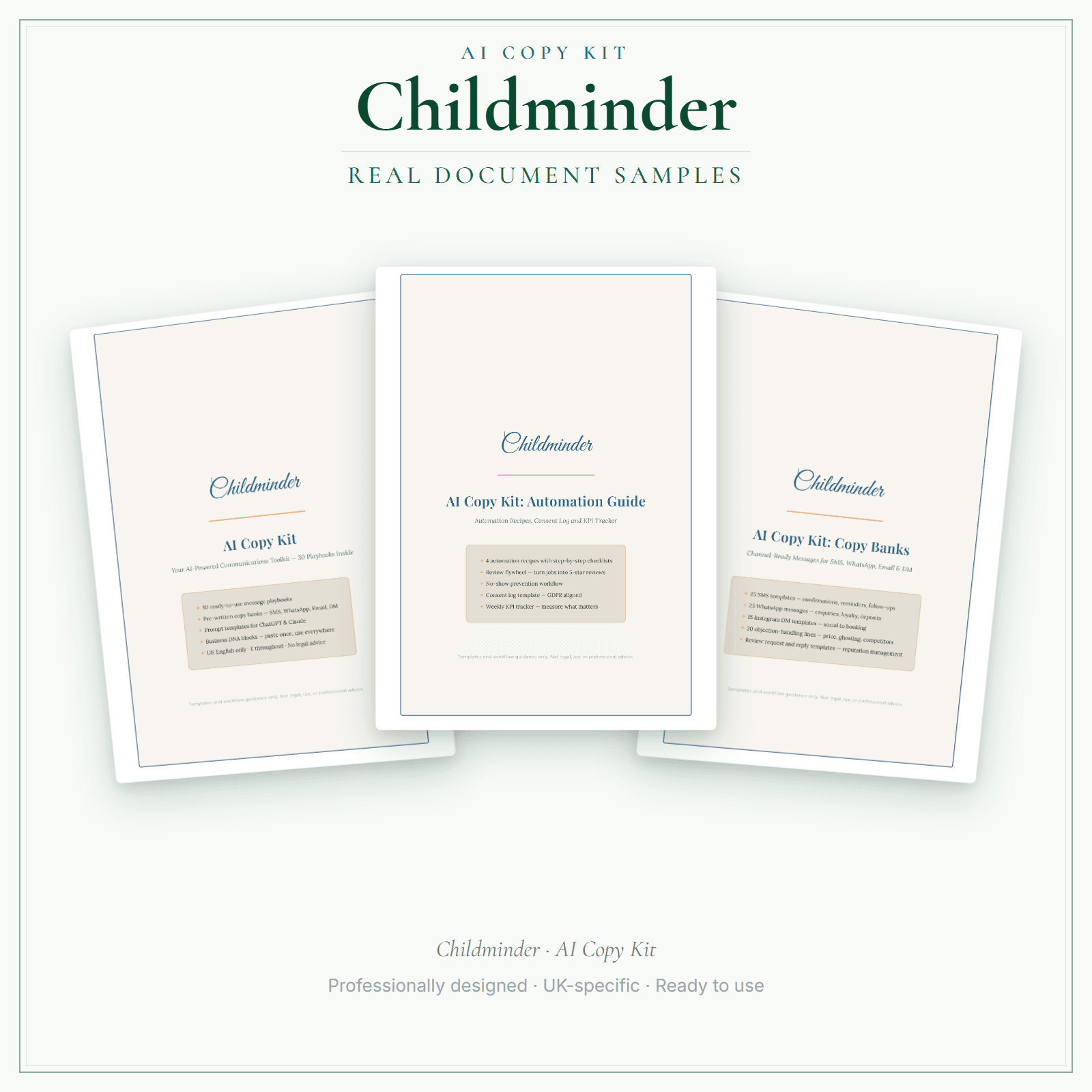 AI Copy Kit — sample document pages