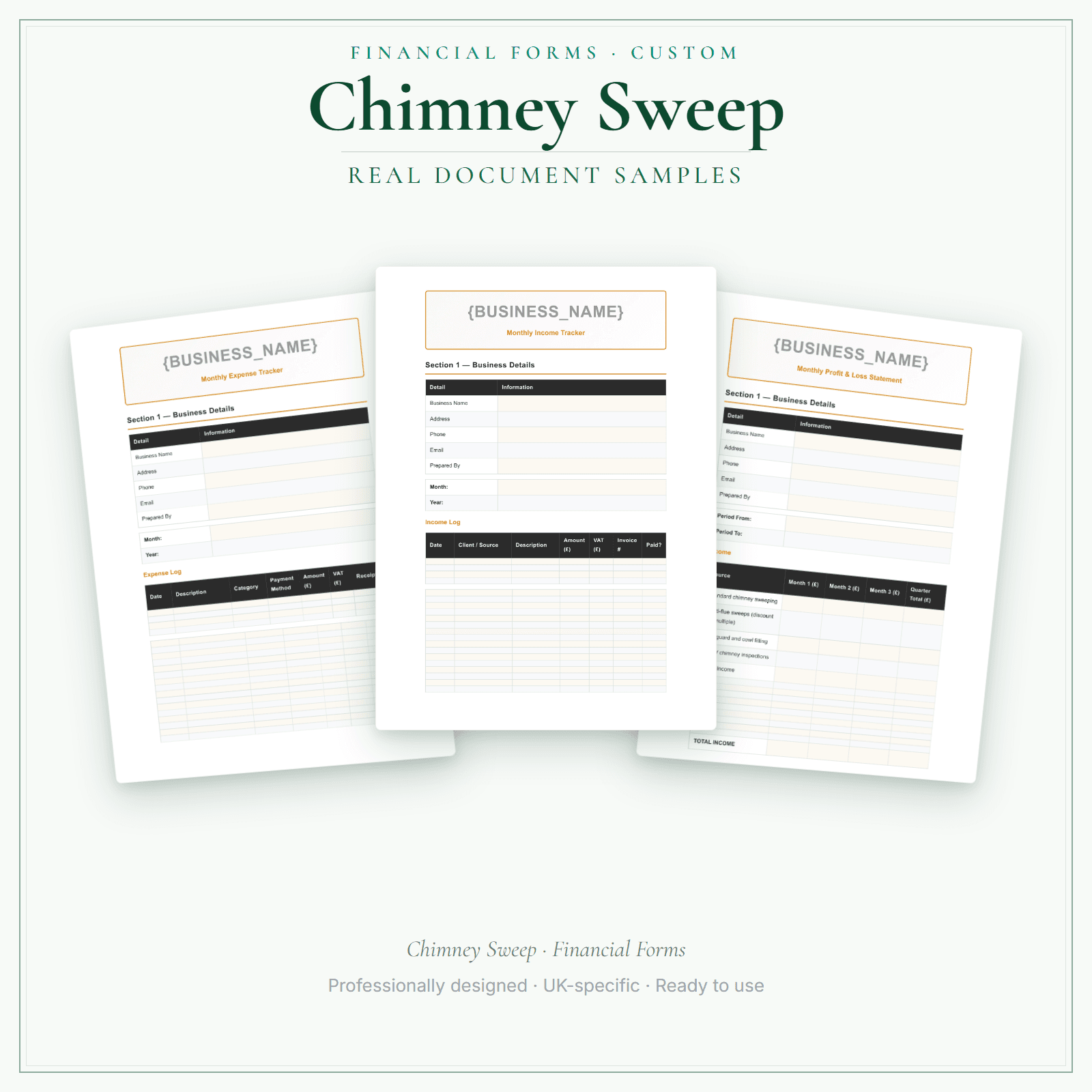 Financial Forms Bundle — Custom — sample document pages