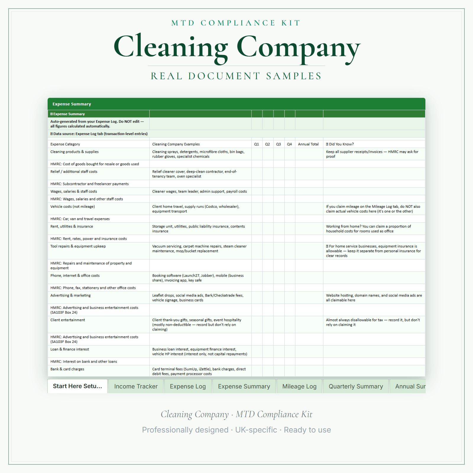 MTD Compliance Kit — Premium — sample document pages