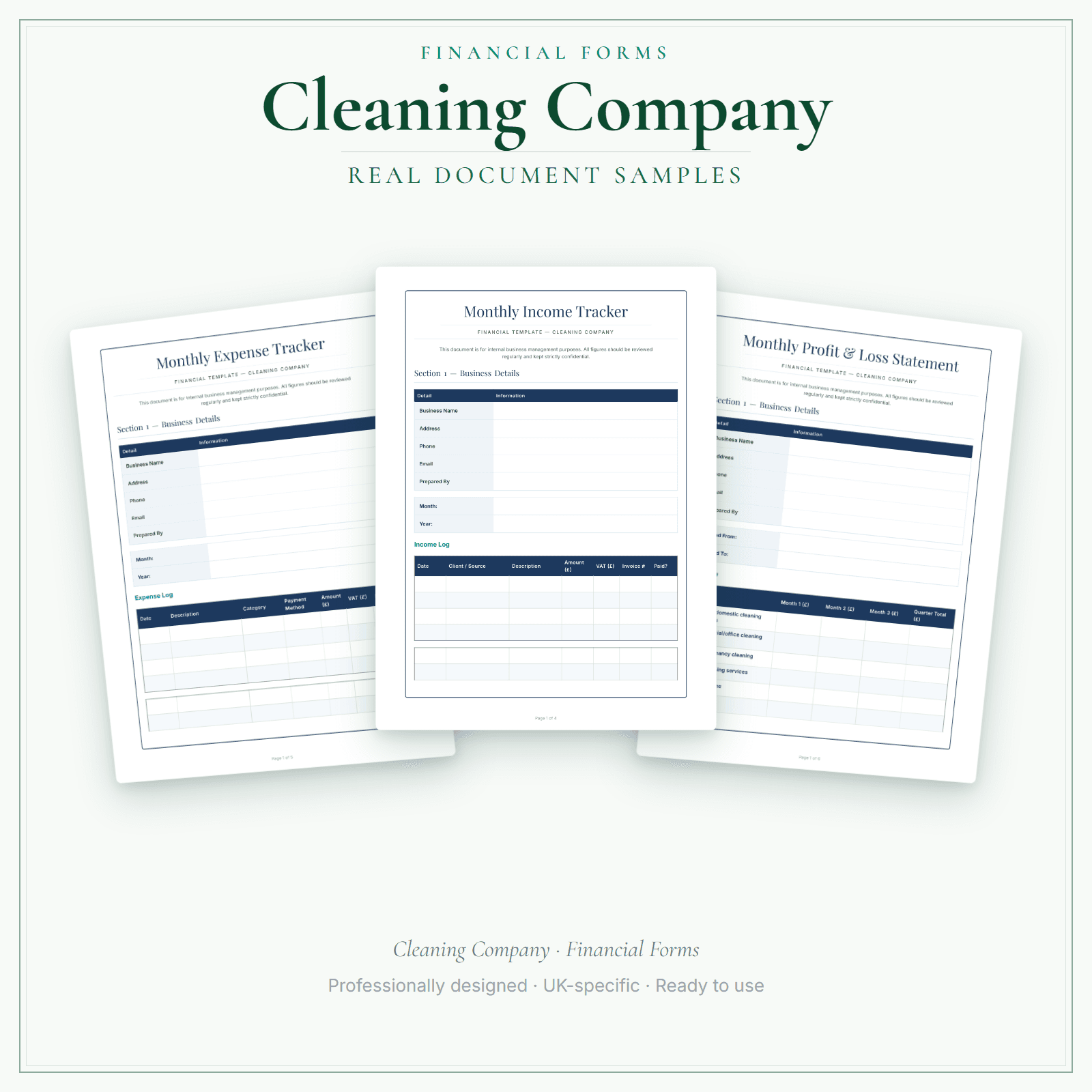 Financial Forms Bundle — Premium — sample document pages