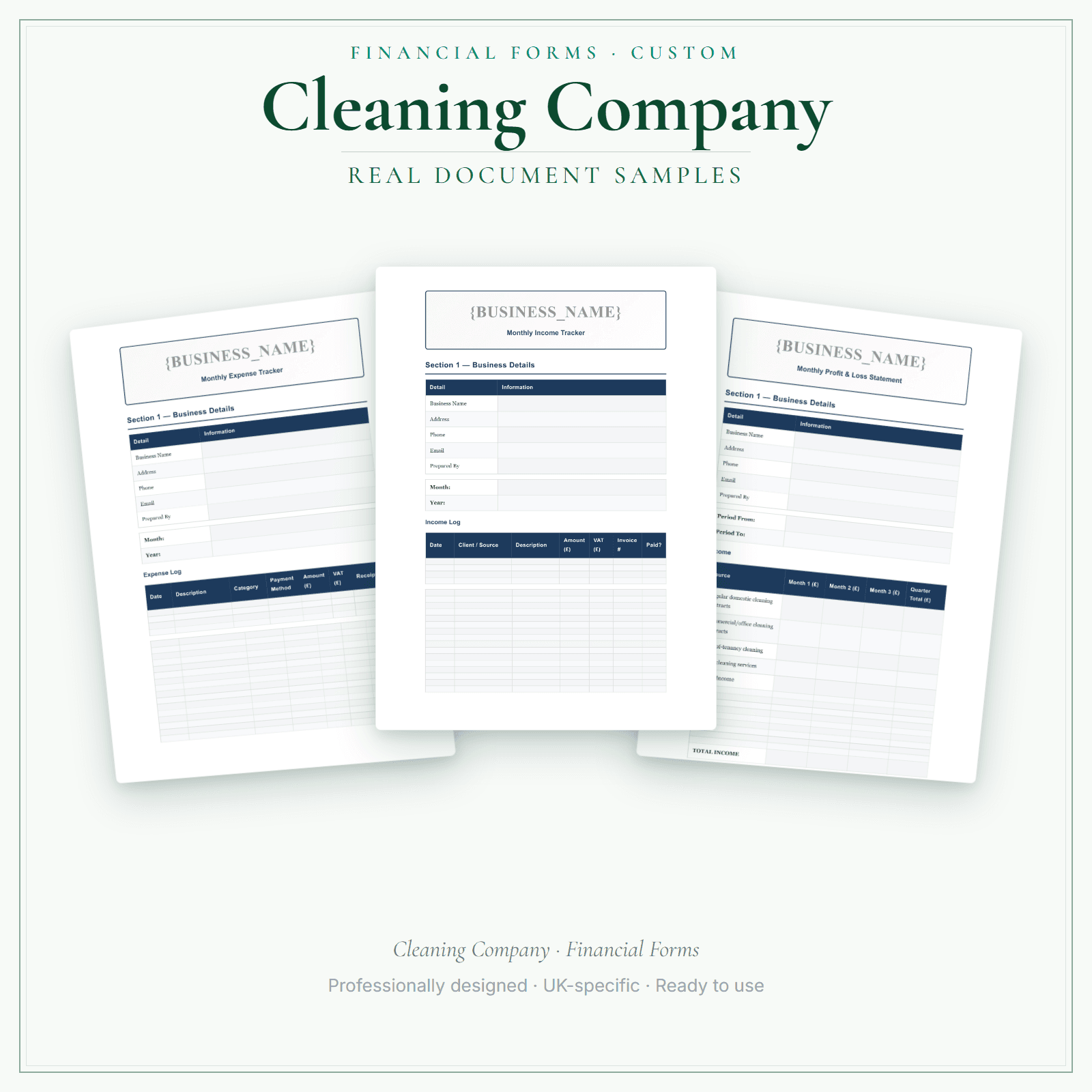 Financial Forms Bundle — Custom — sample document pages