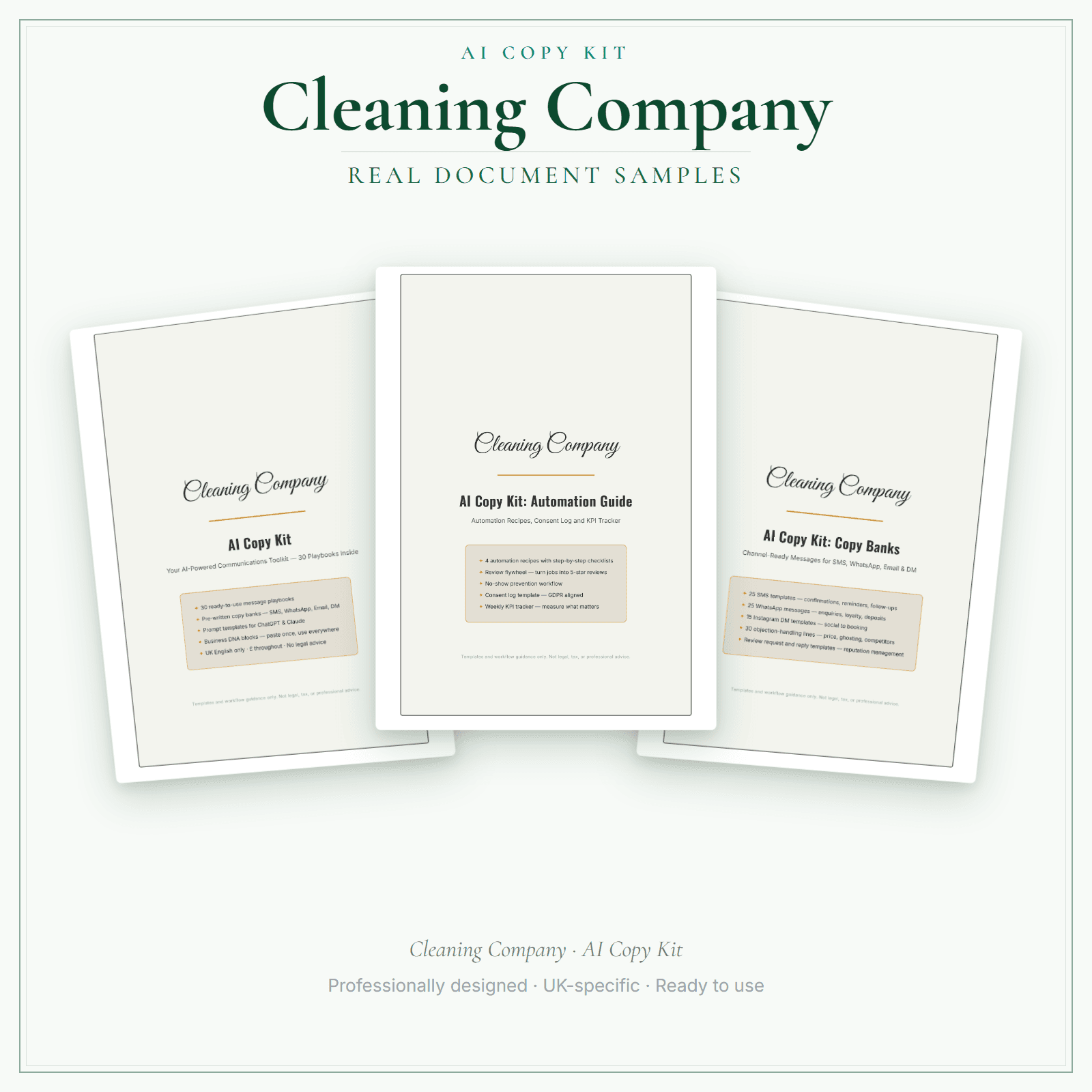 AI Copy Kit — sample document pages