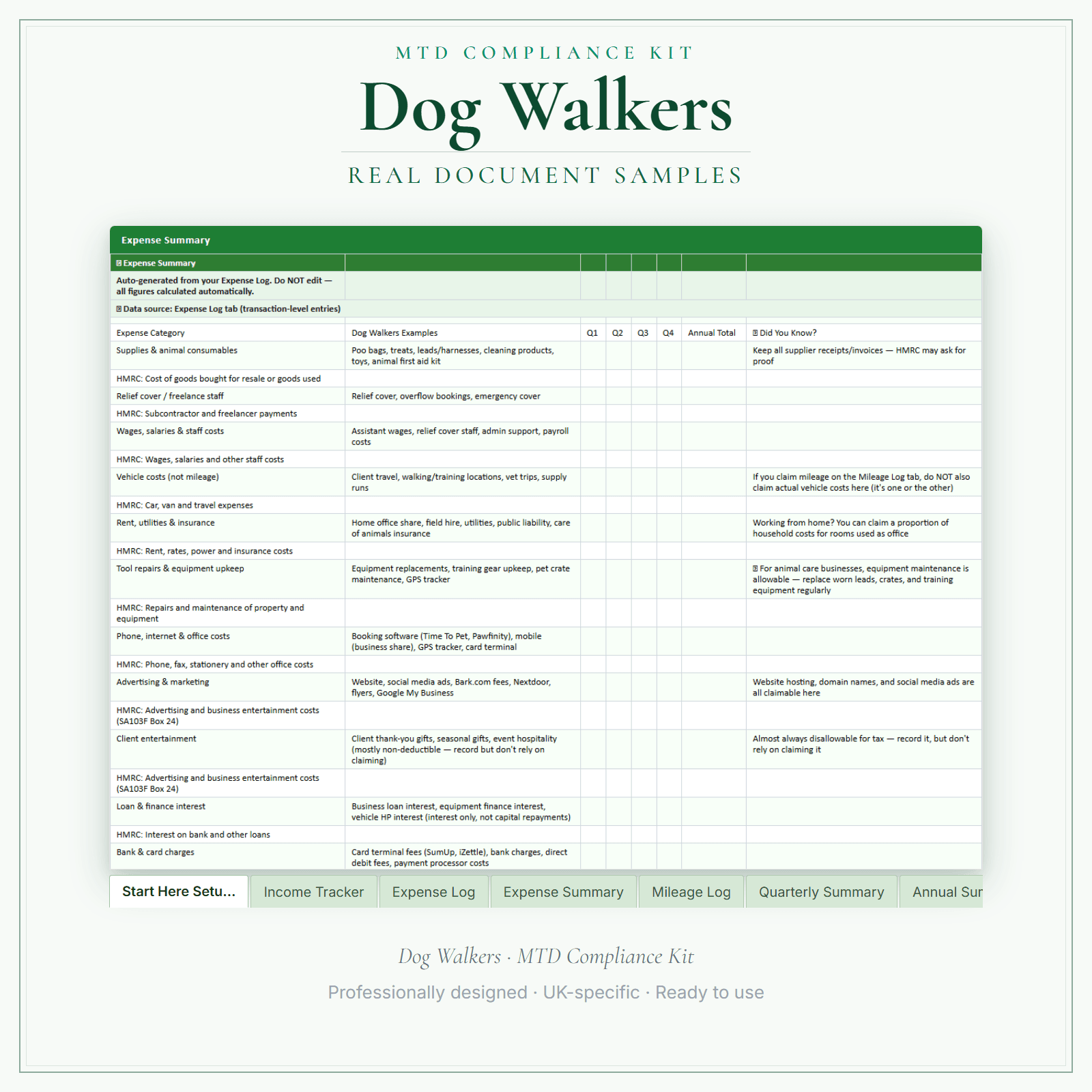 MTD Compliance Kit — Premium — sample document pages