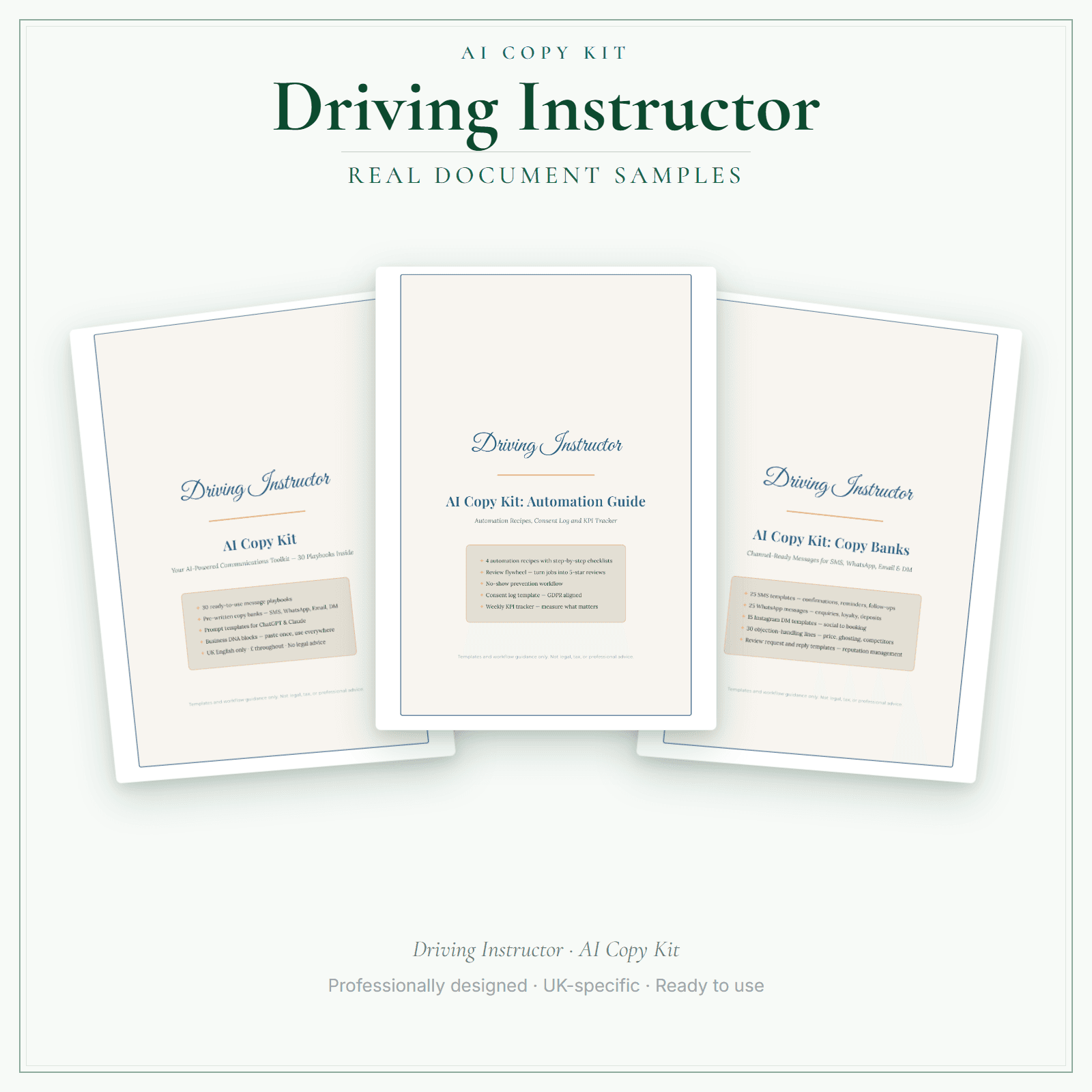 AI Copy Kit — sample document pages
