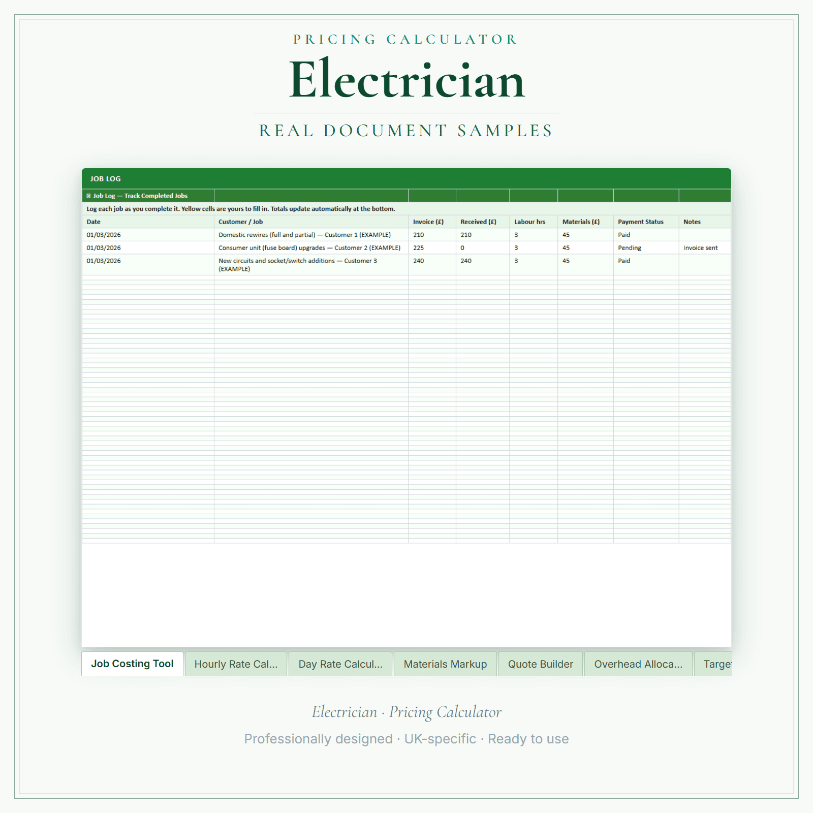 Pricing Calculator — Premium — sample document pages
