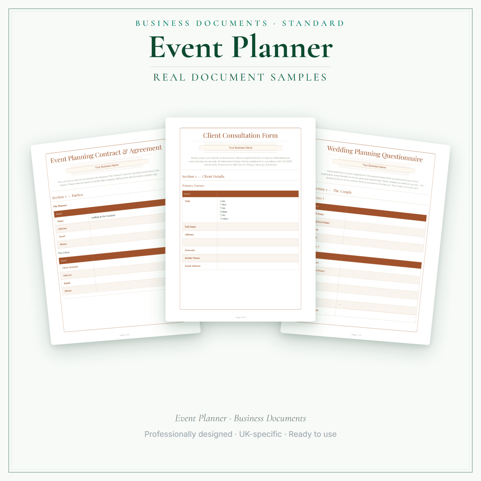 Business Documents — Standard — sample document pages