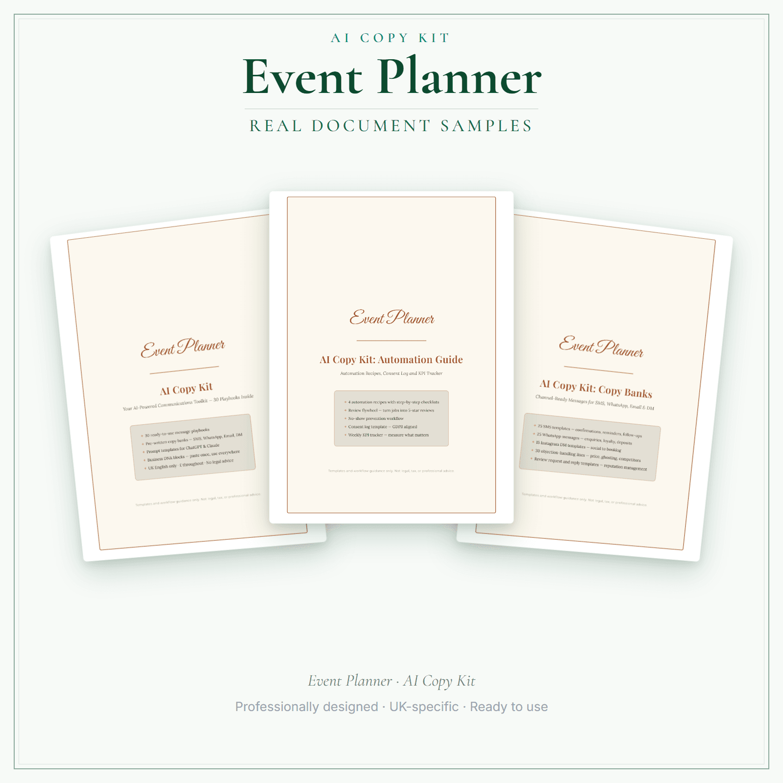 AI Copy Kit — sample document pages