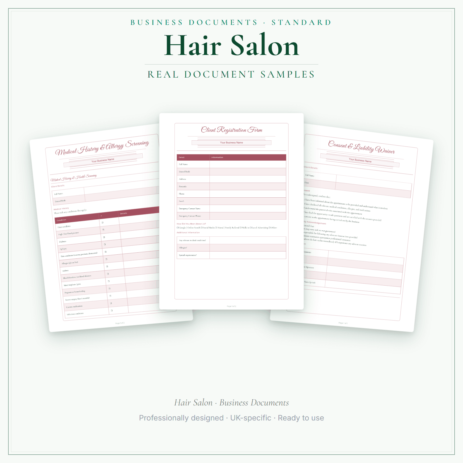 Business Documents — Standard — sample document pages