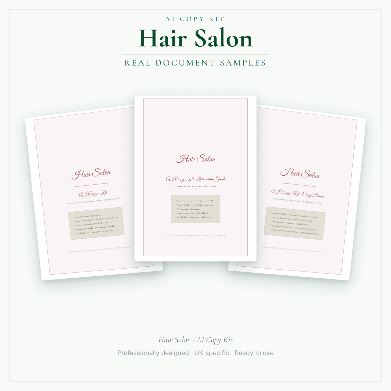 AI Copy Kit — sample document pages