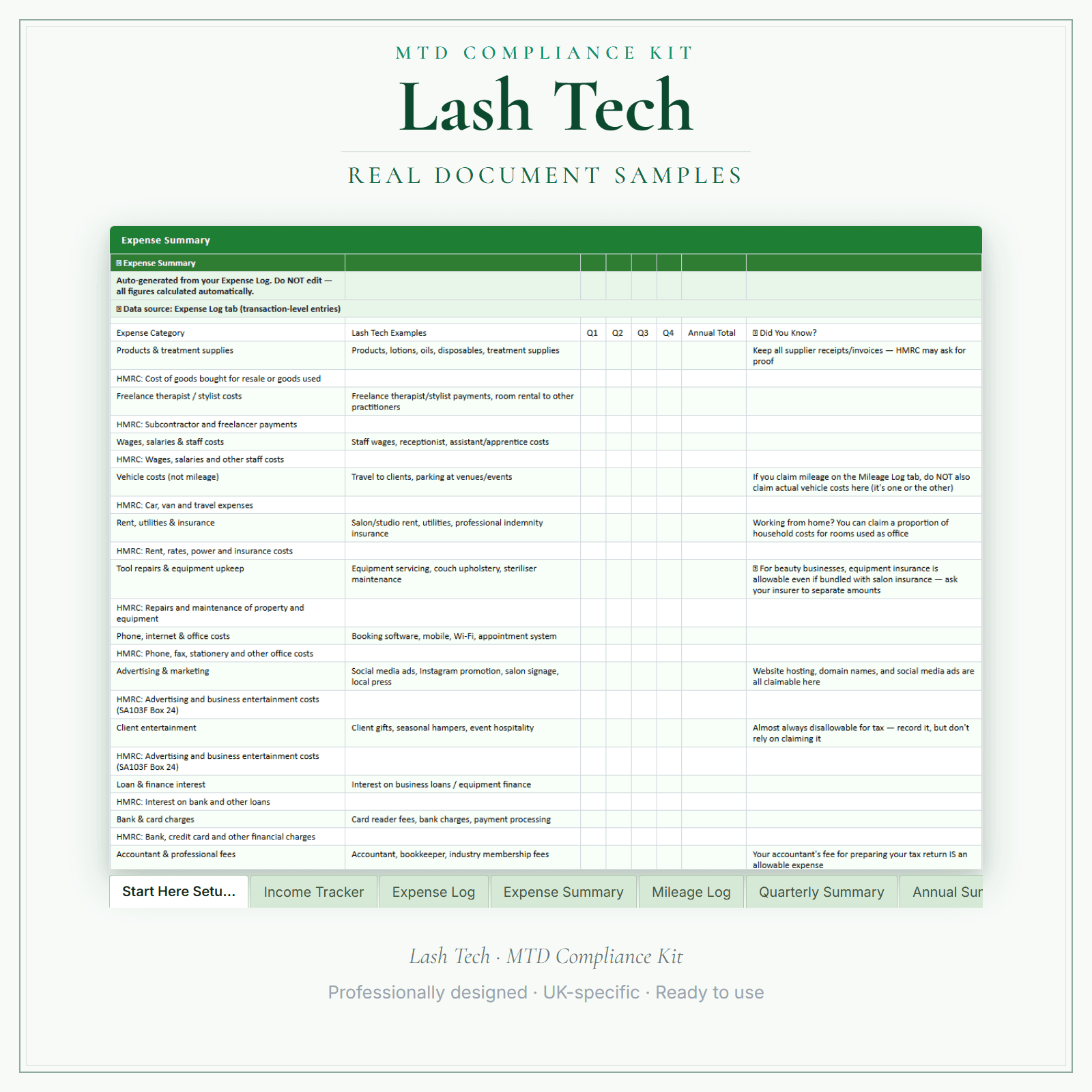 MTD Compliance Kit — Premium — sample document pages