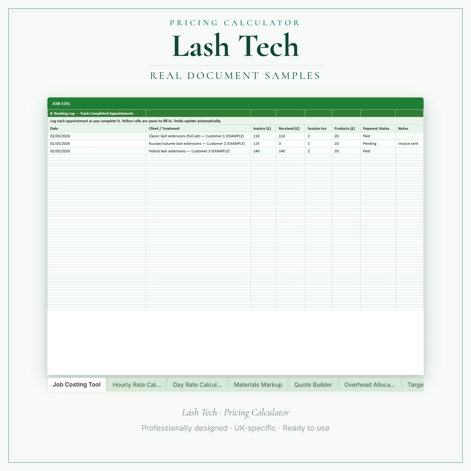 Pricing Calculator — Premium — sample document pages
