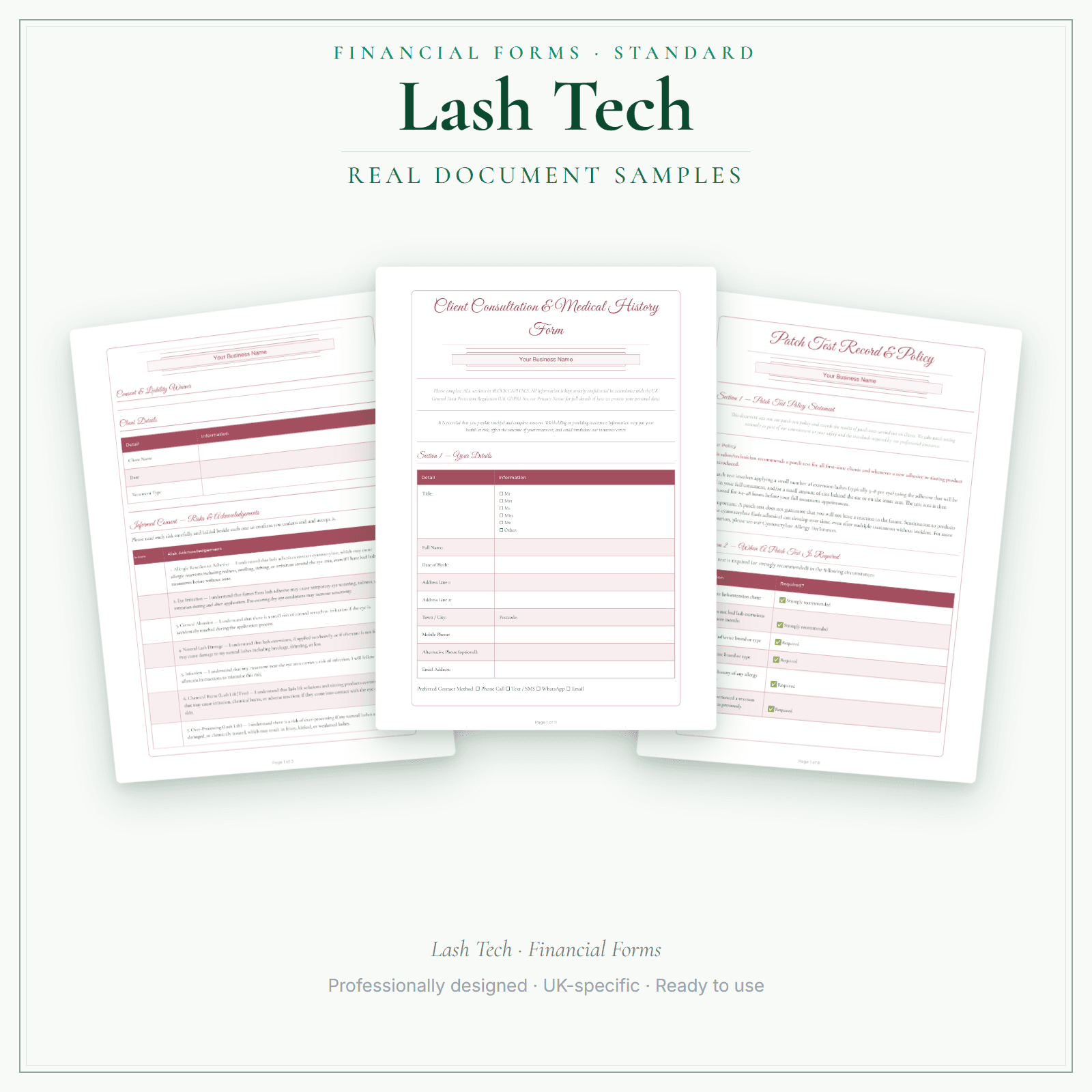 Financial Forms Bundle — Standard — sample document pages