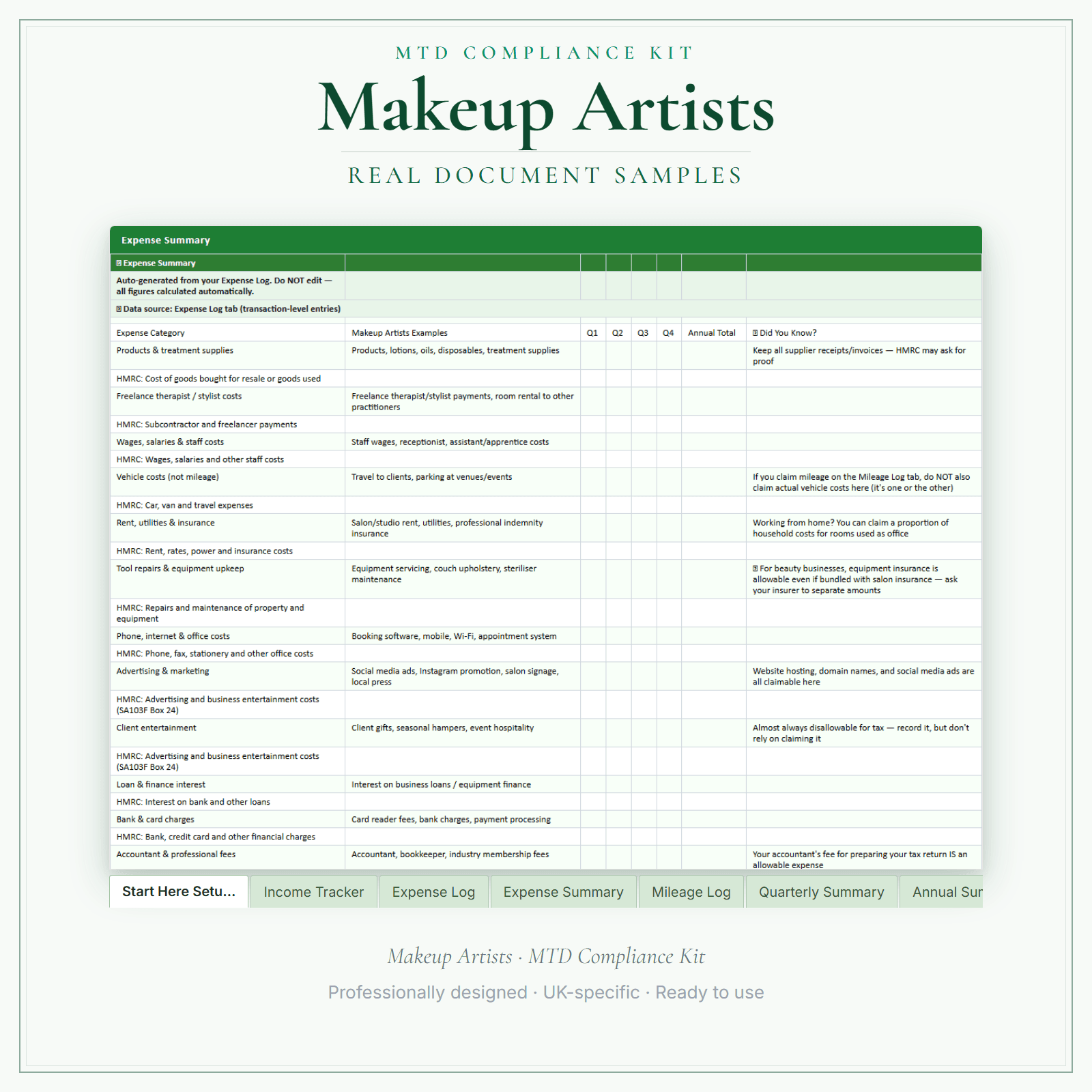 MTD Compliance Kit — Premium — sample document pages