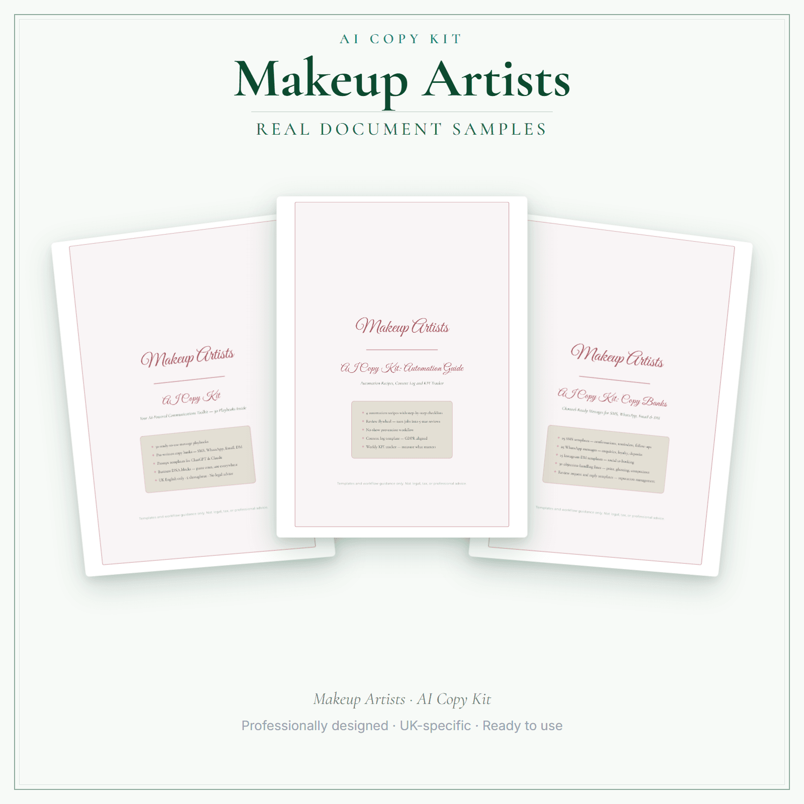 AI Copy Kit — sample document pages