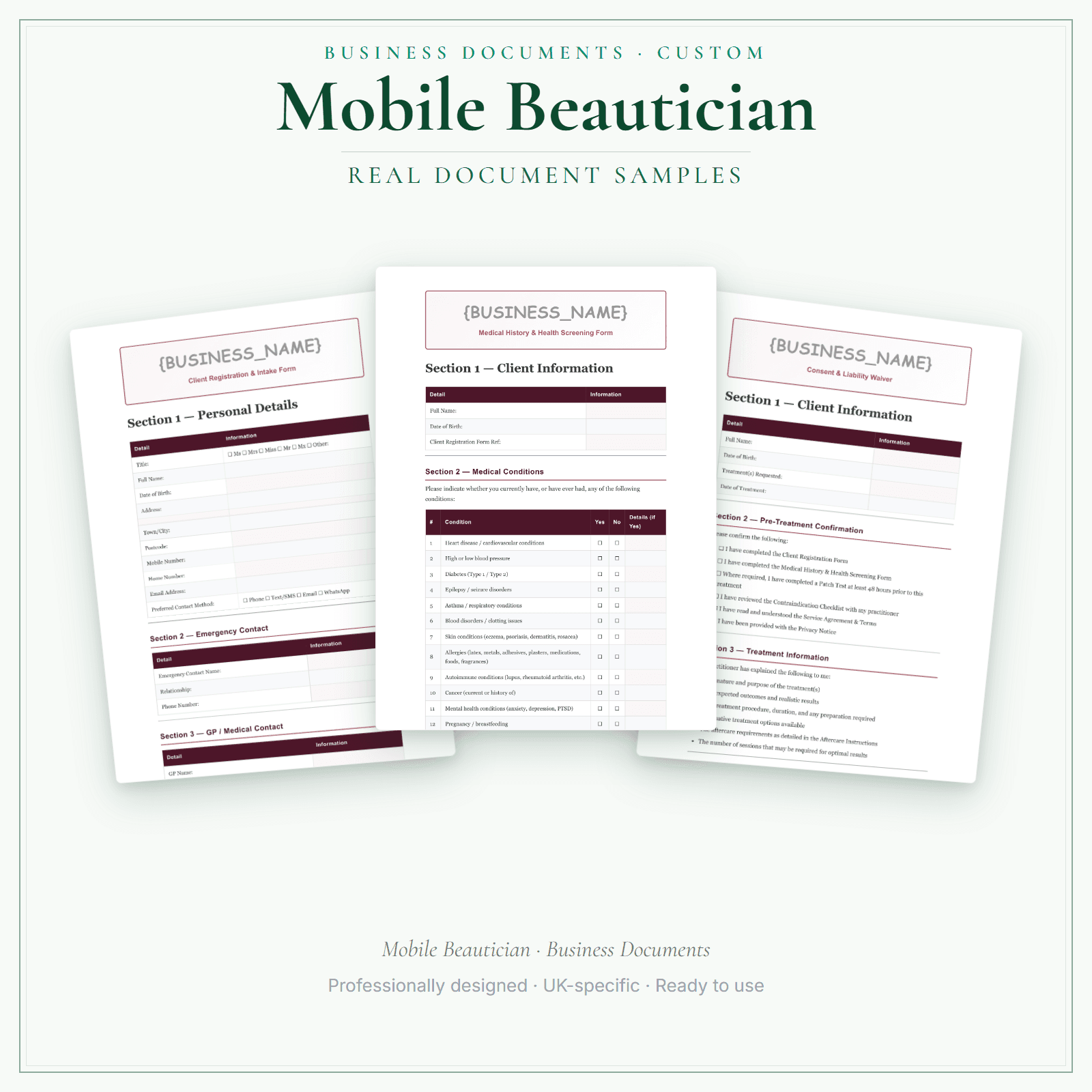 Business Documents — Custom — sample document pages