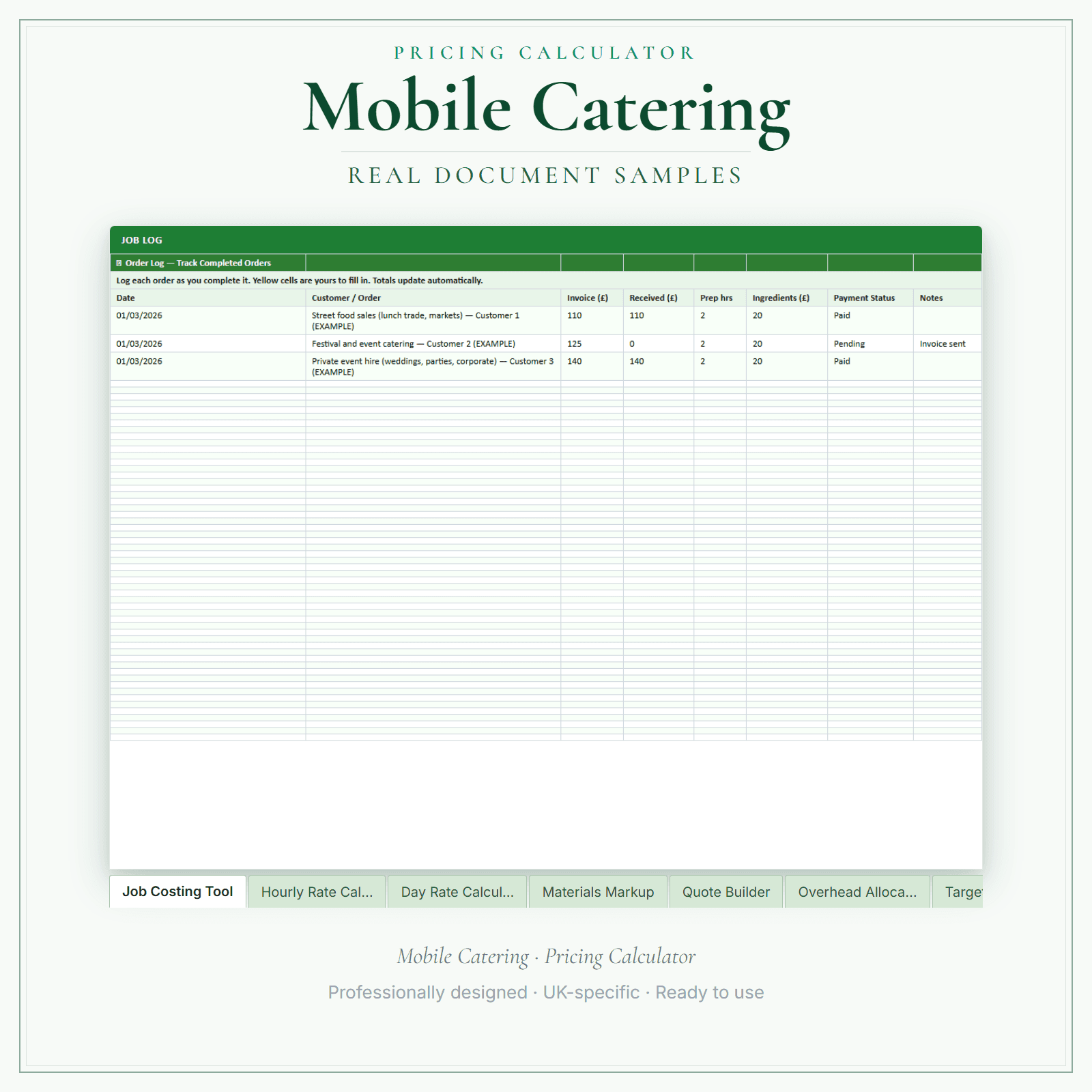 Pricing Calculator — Premium — sample document pages