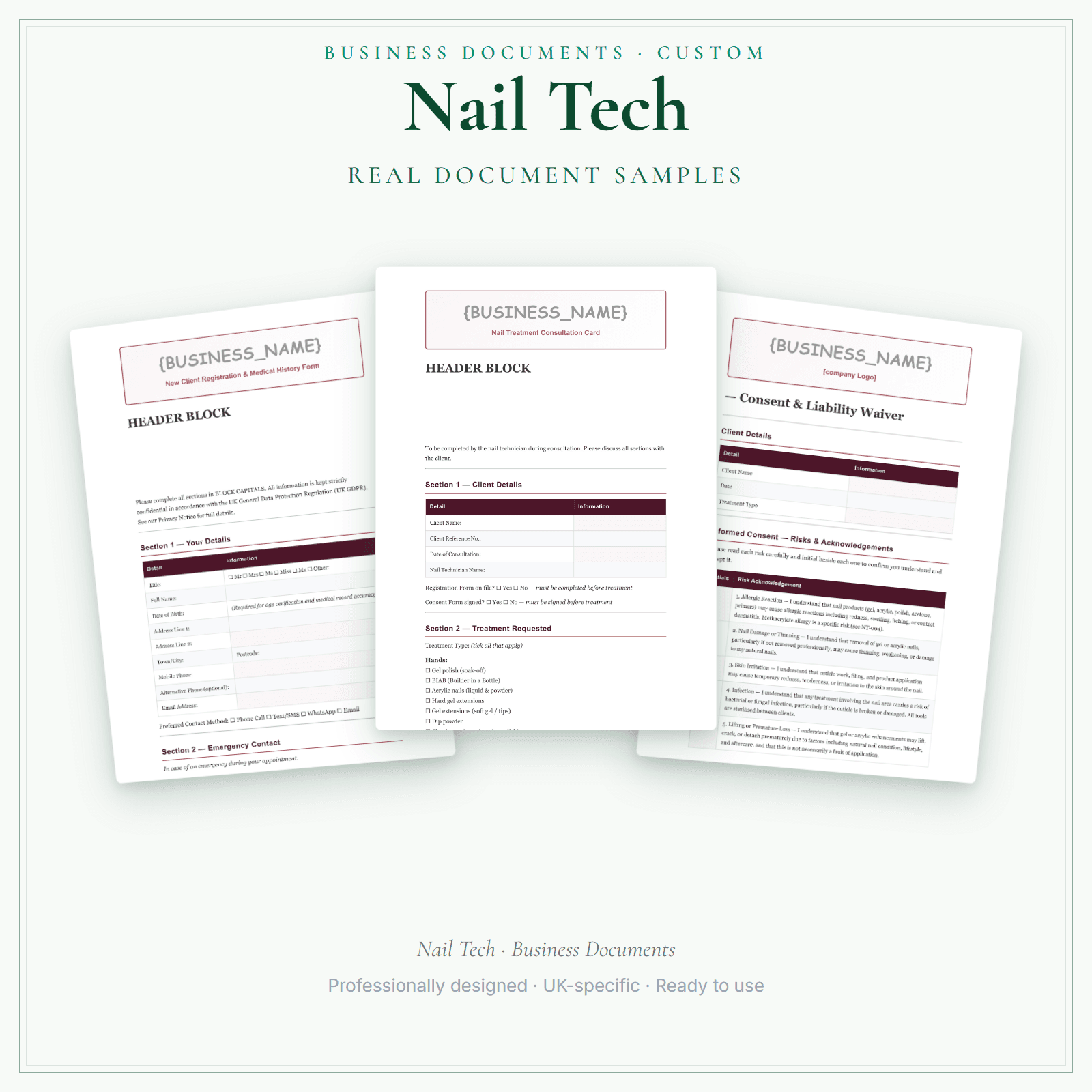 Business Documents — Custom — sample document pages