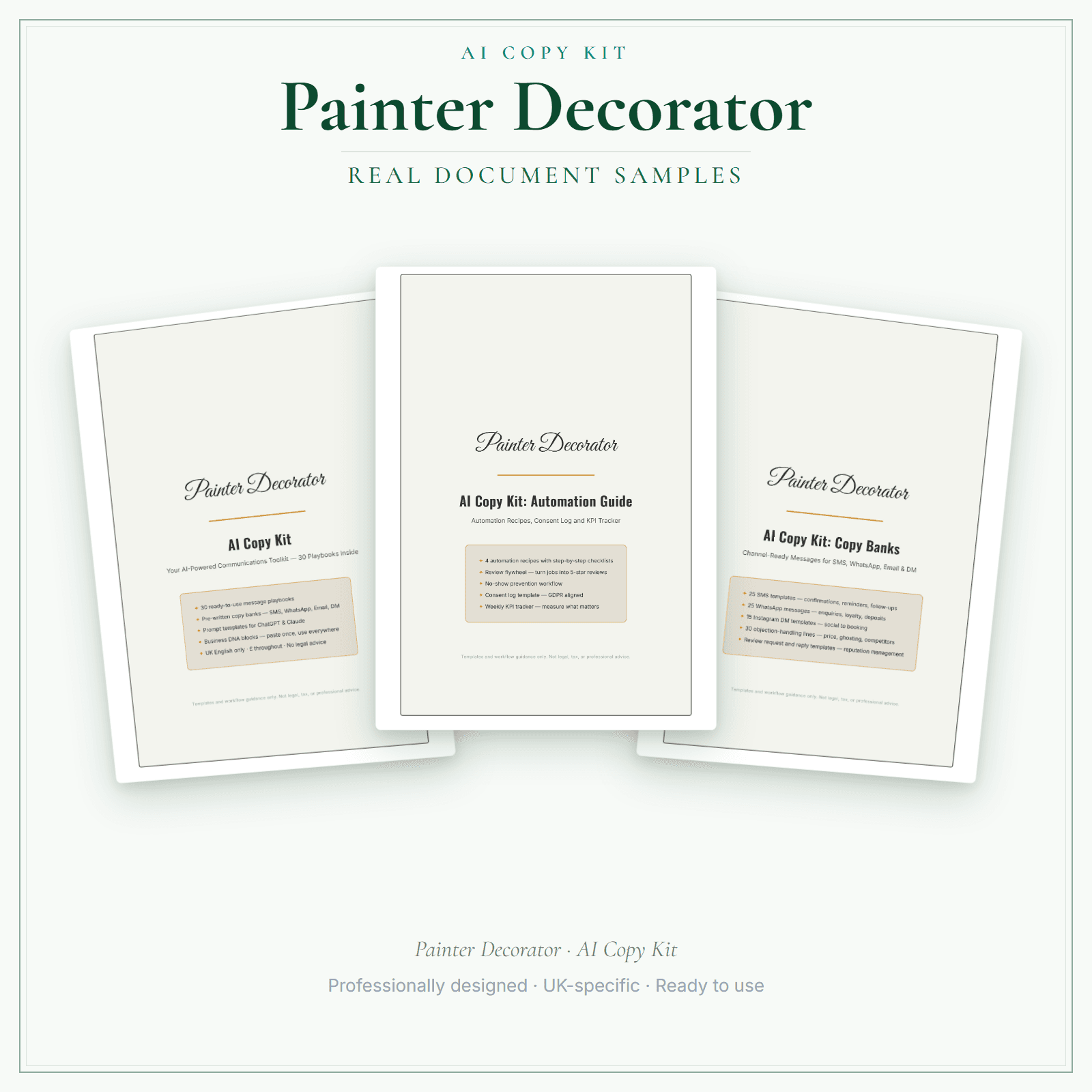 AI Copy Kit — sample document pages