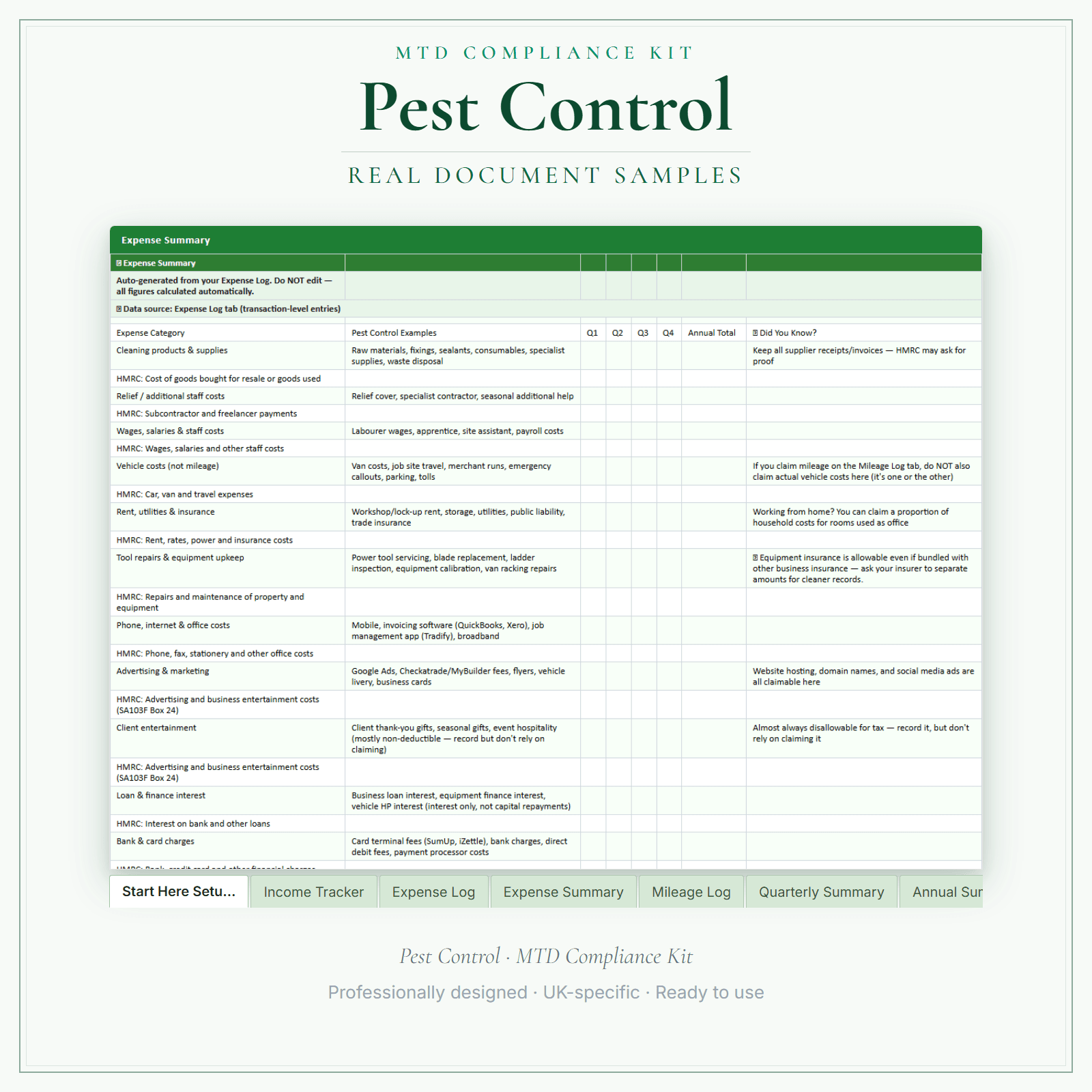 MTD Compliance Kit — Premium — sample document pages