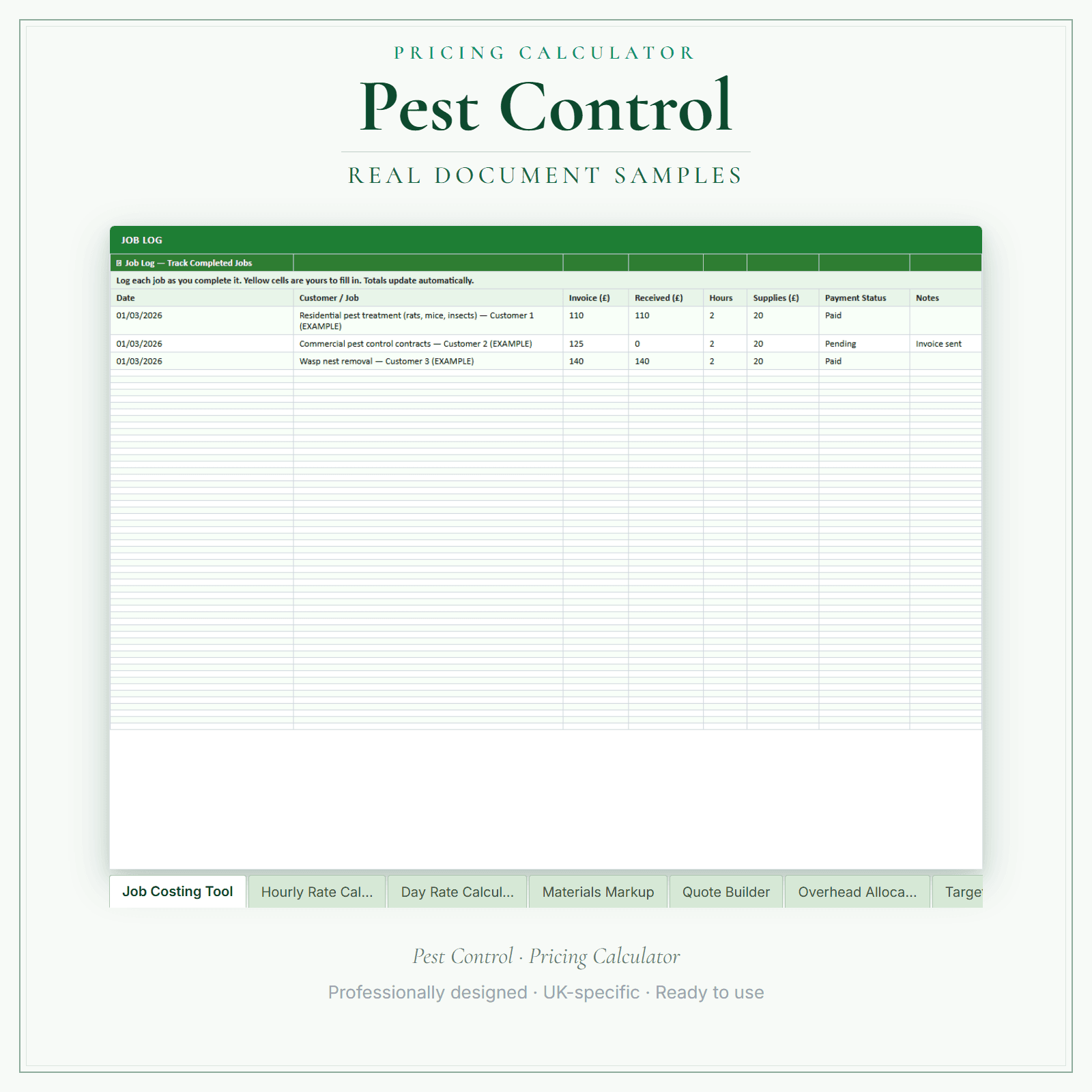 Pricing Calculator — Premium — sample document pages