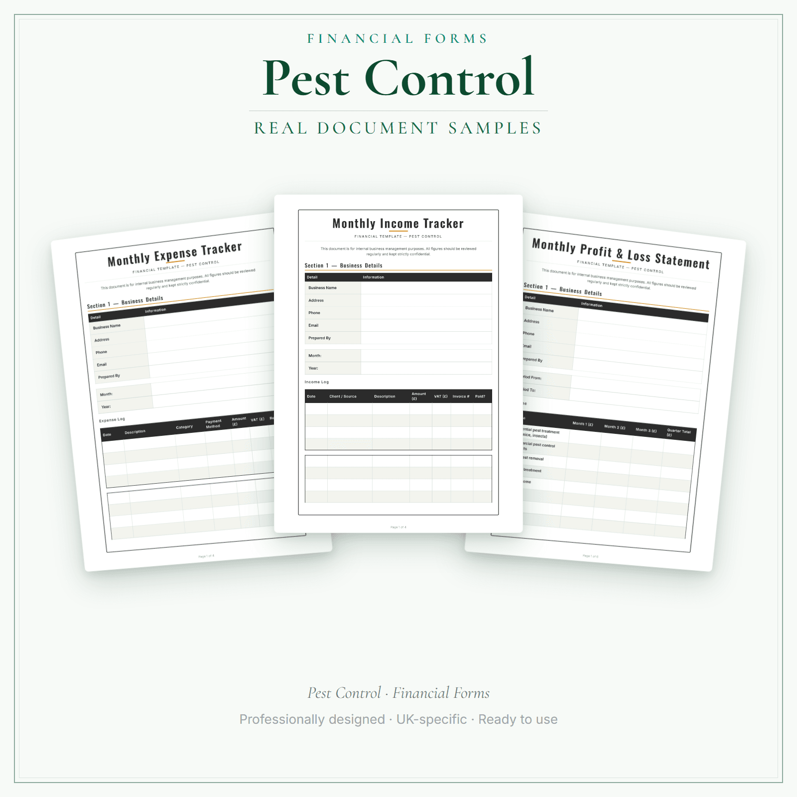 Financial Forms Bundle — Premium — sample document pages