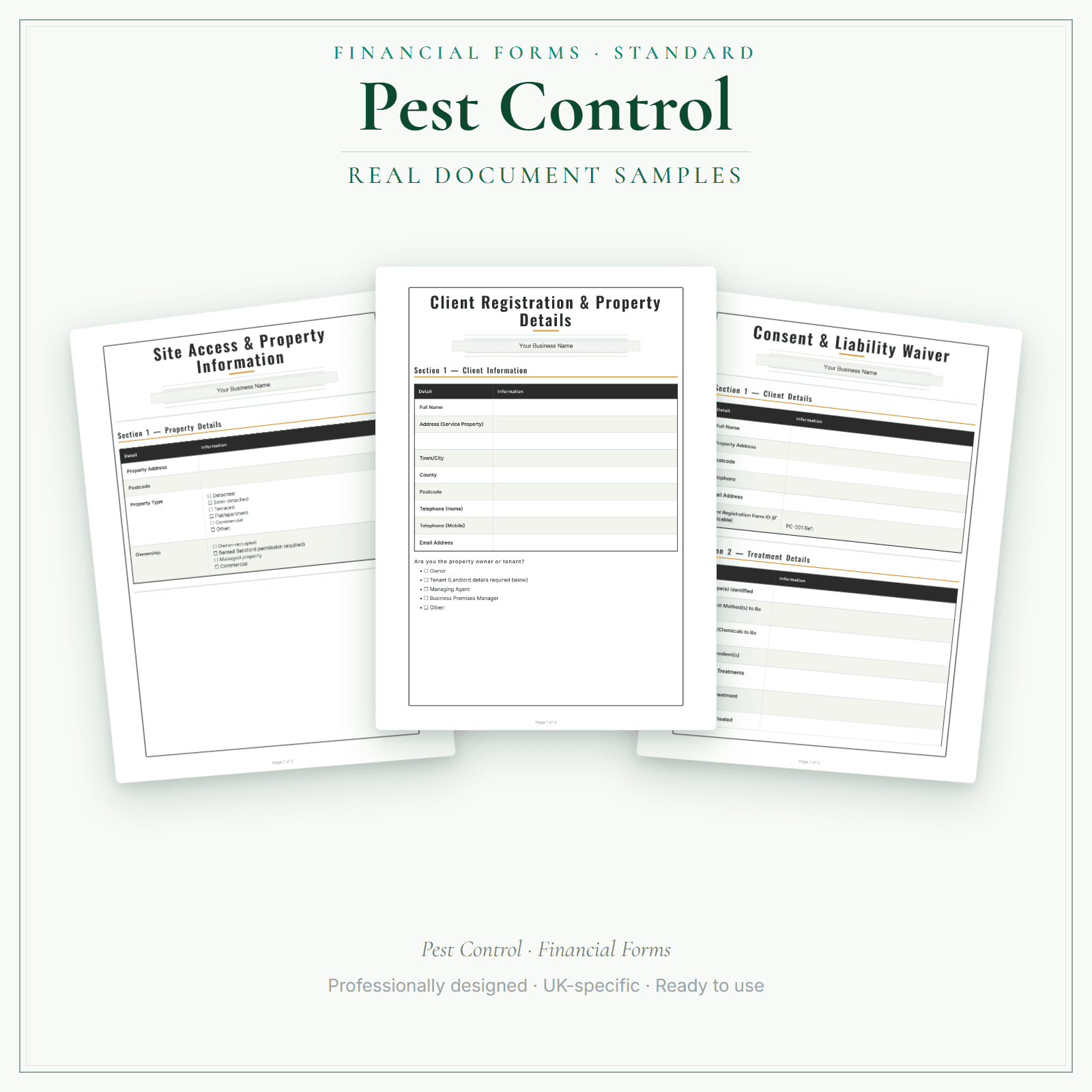 Financial Forms Bundle — Standard — sample document pages
