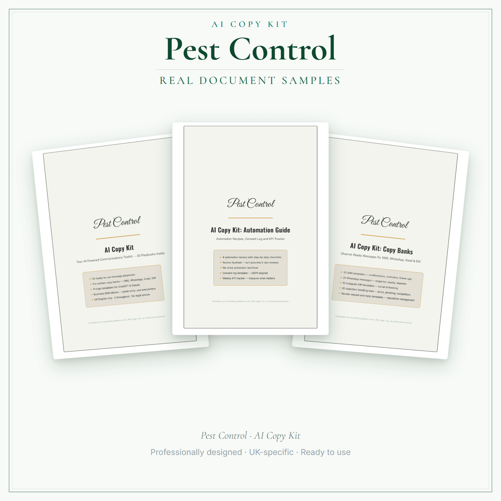 AI Copy Kit — sample document pages