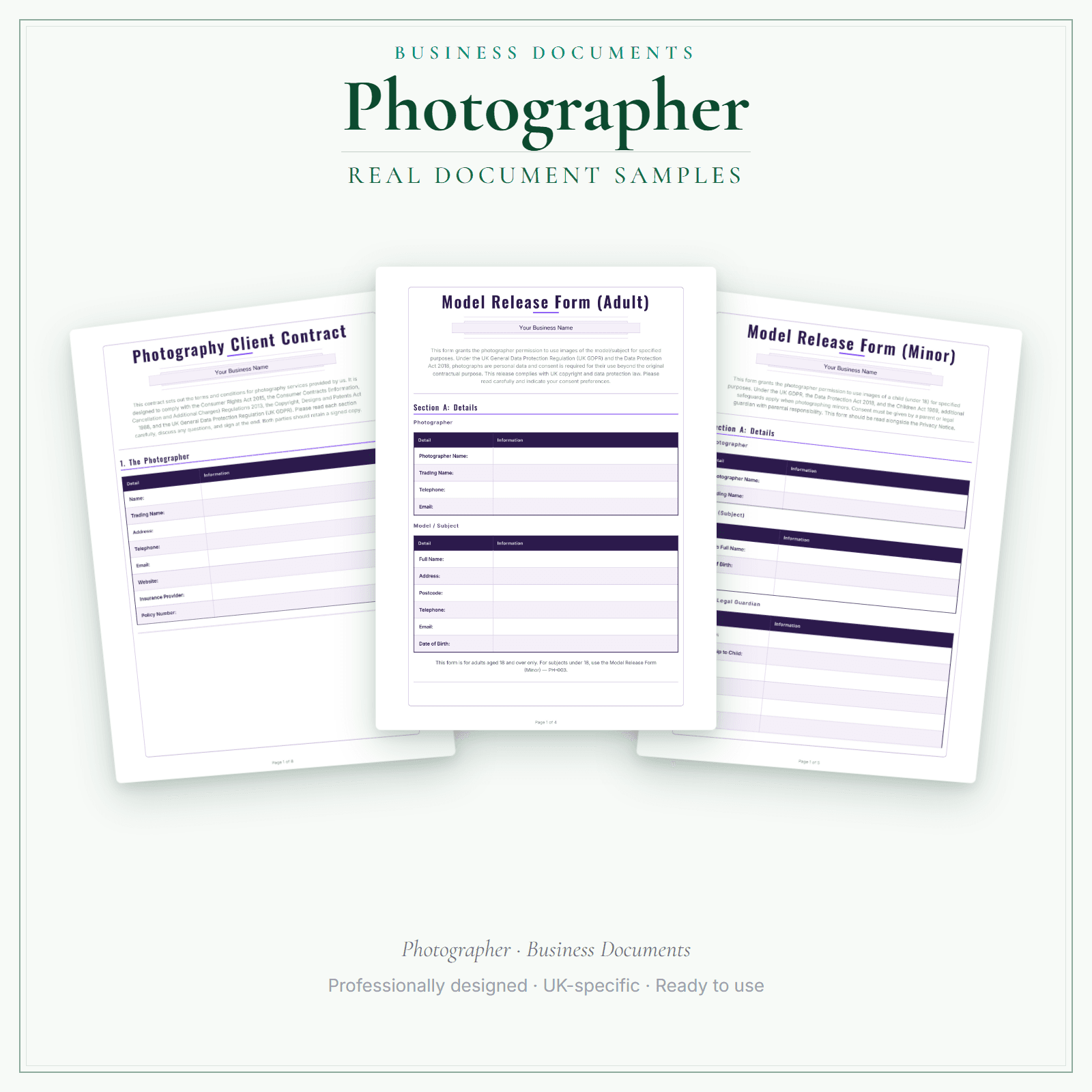 Business Documents — Premium — sample document pages