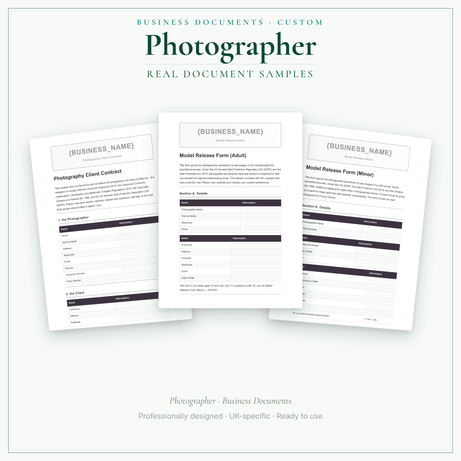 Business Documents — Custom — sample document pages