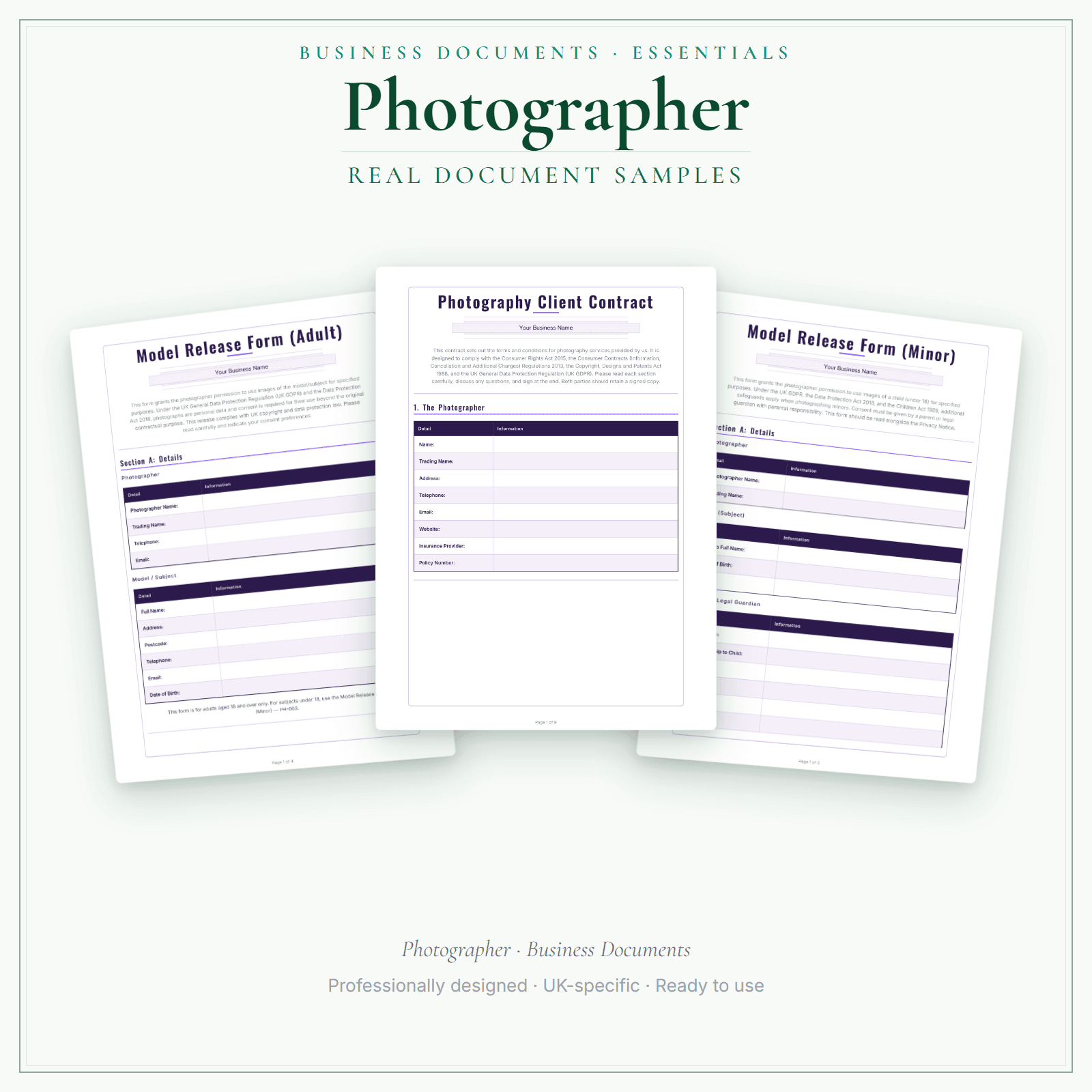 Business Documents — Essential — sample document pages