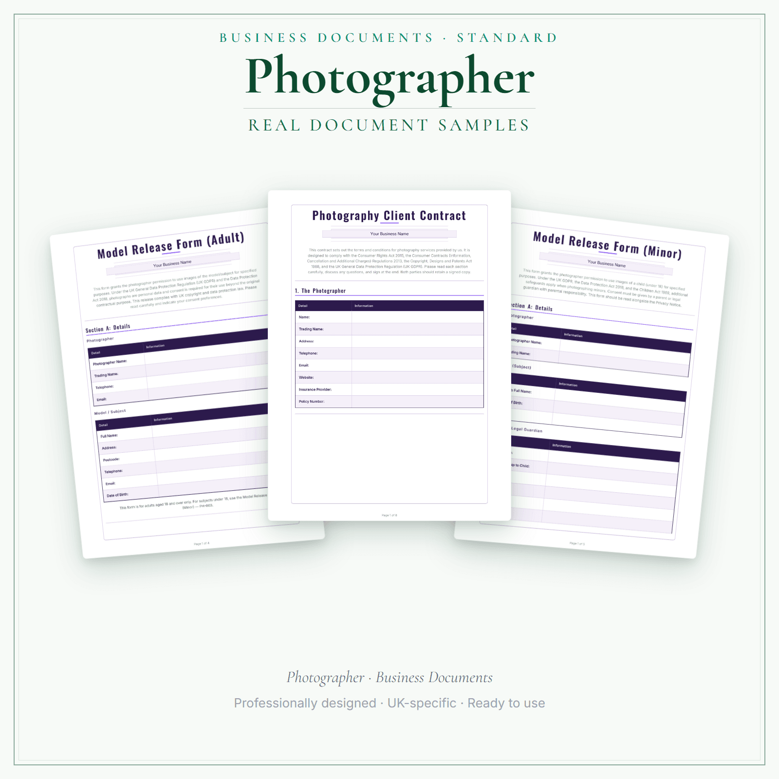 Business Documents — Standard — sample document pages