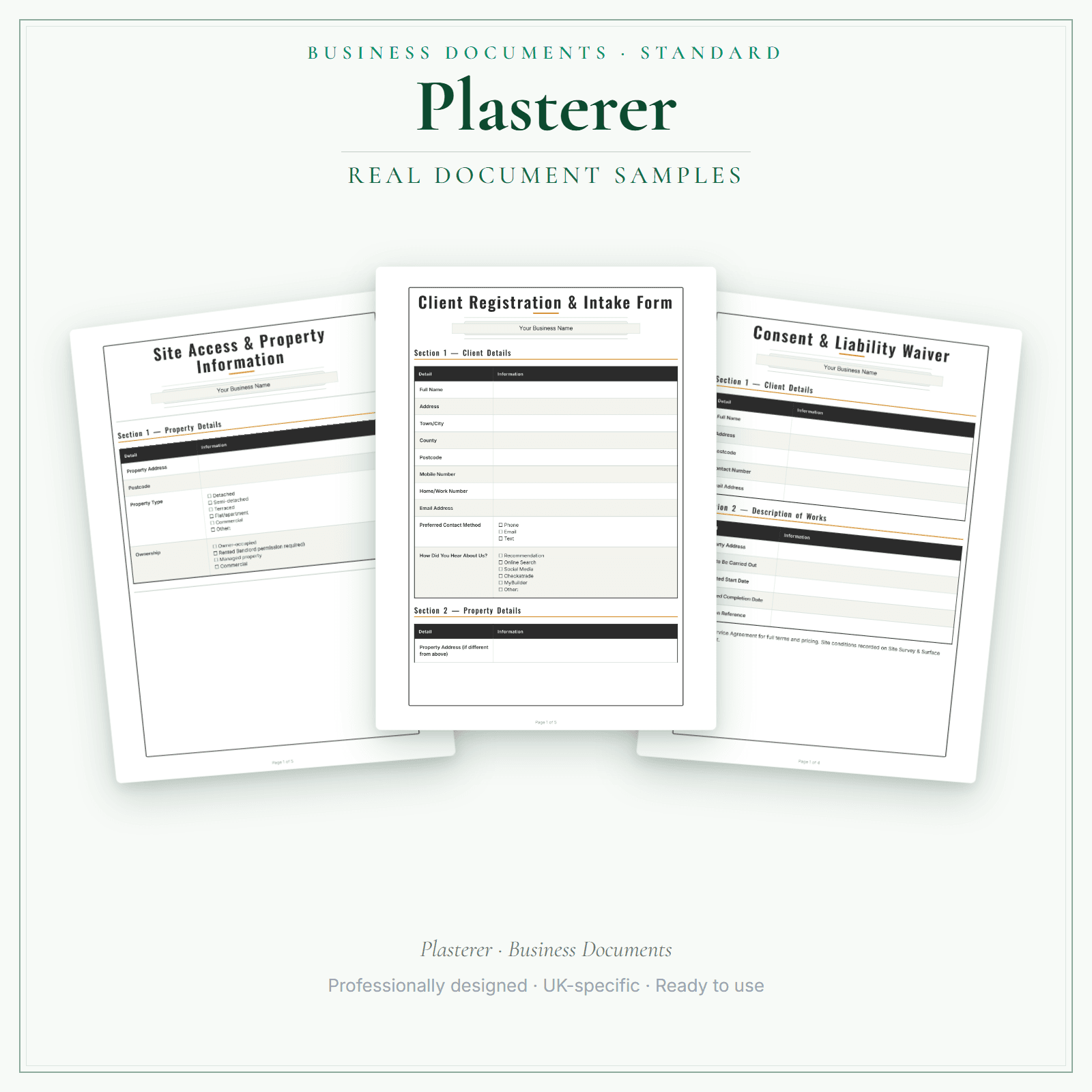 Business Documents — Standard — sample document pages